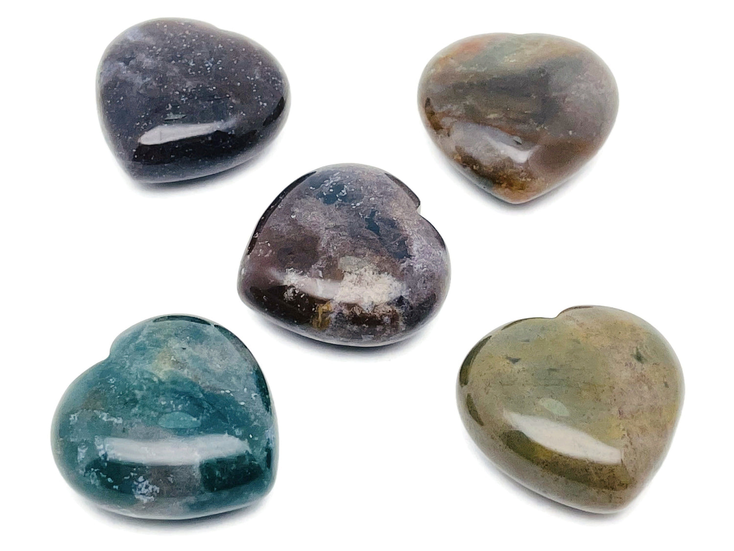Moss Agate Heart Gemstone - 40mm - HE1245
