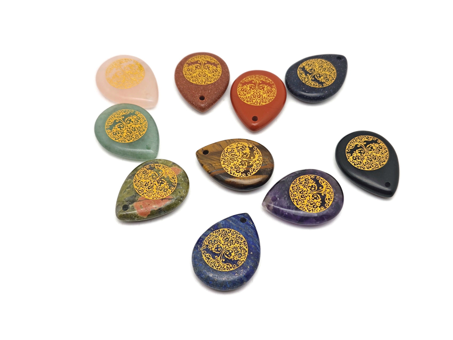 Tree Of Life Engraved Crystal - Drilled Teardrop Crystals