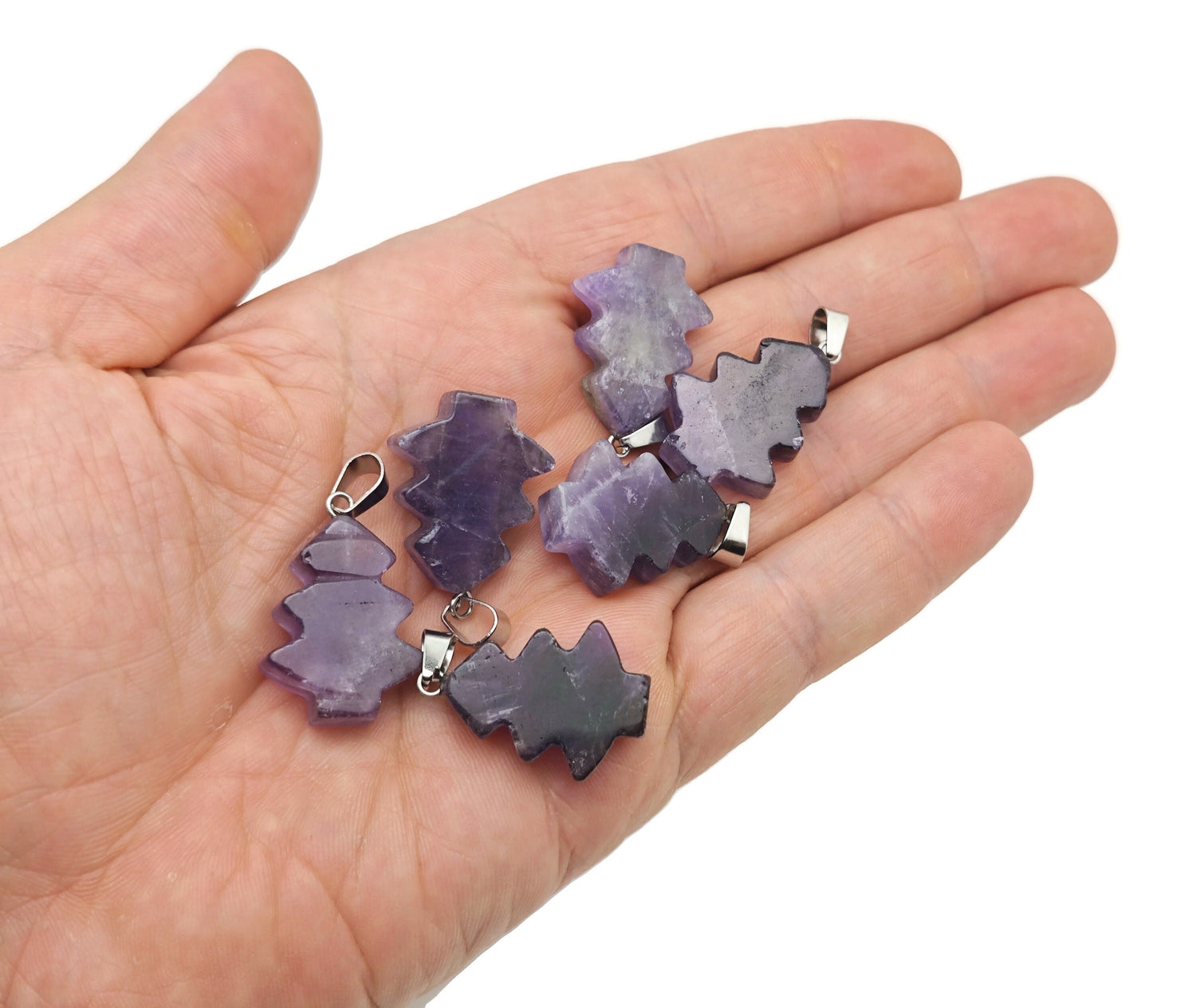 Amethyst Pine Tree Gemstone Pendant - Mini Crystal Pendant - NC1625