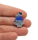 Lapis Lazuli pine tree gemstone pendant with mini crystal design, pendant necklace featuring deep blue and gold accents.