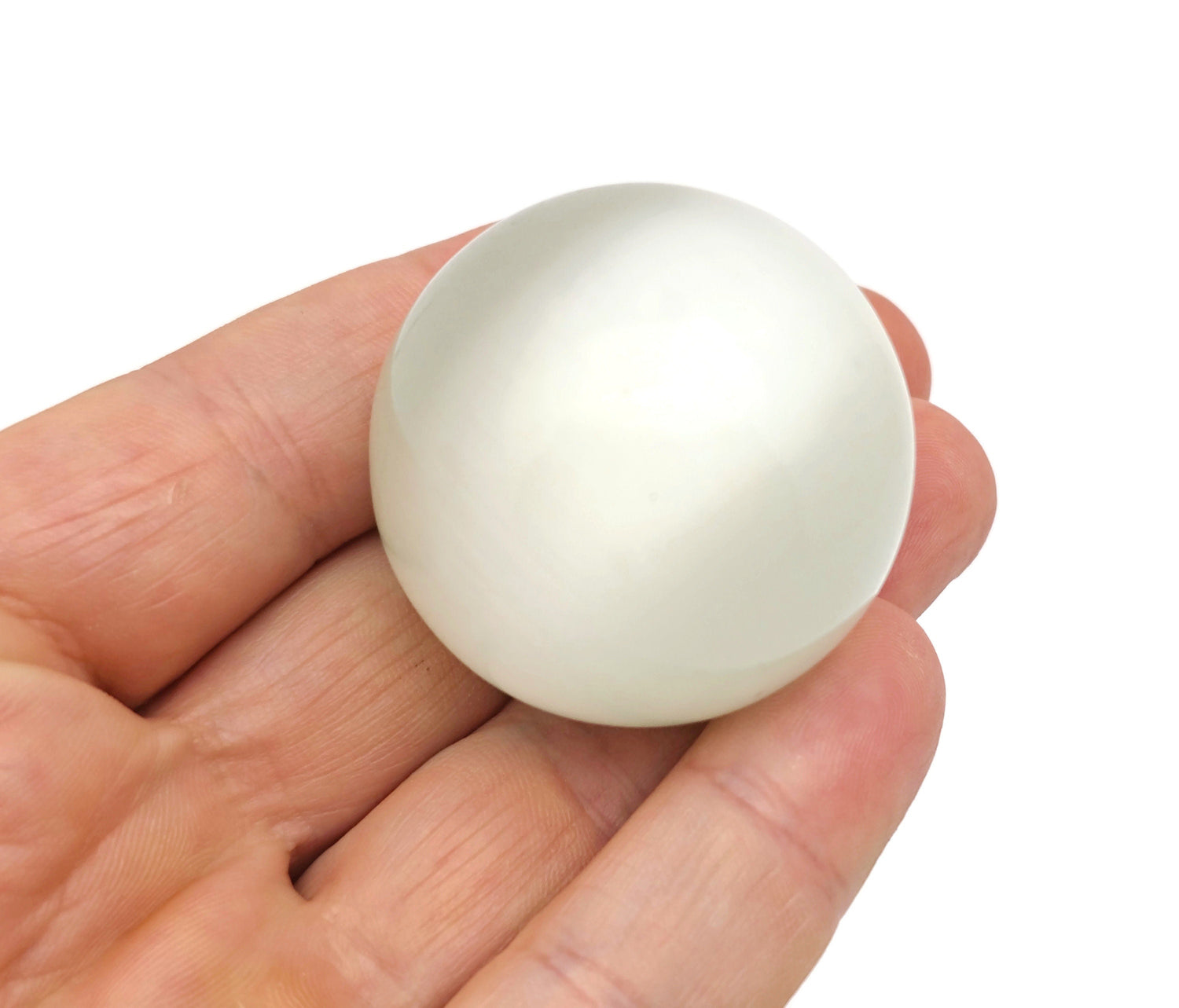White Cats Eye Sphere Gemstone - Crystal Ball - 40mm - BA1053