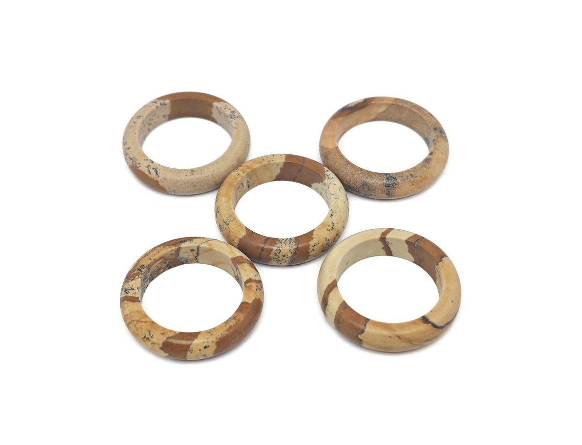 Picture Jasper crystal ring from GemstoneGO featuring a polished natural stone set in a silver band.