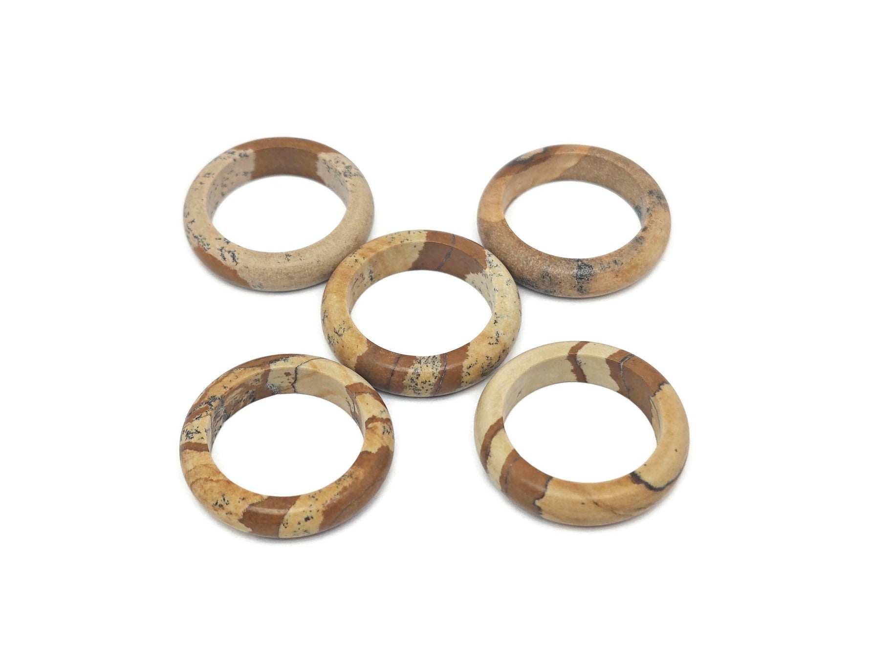 Picture Jasper crystal ring from GemstoneGO featuring a polished natural stone set in a silver band.
