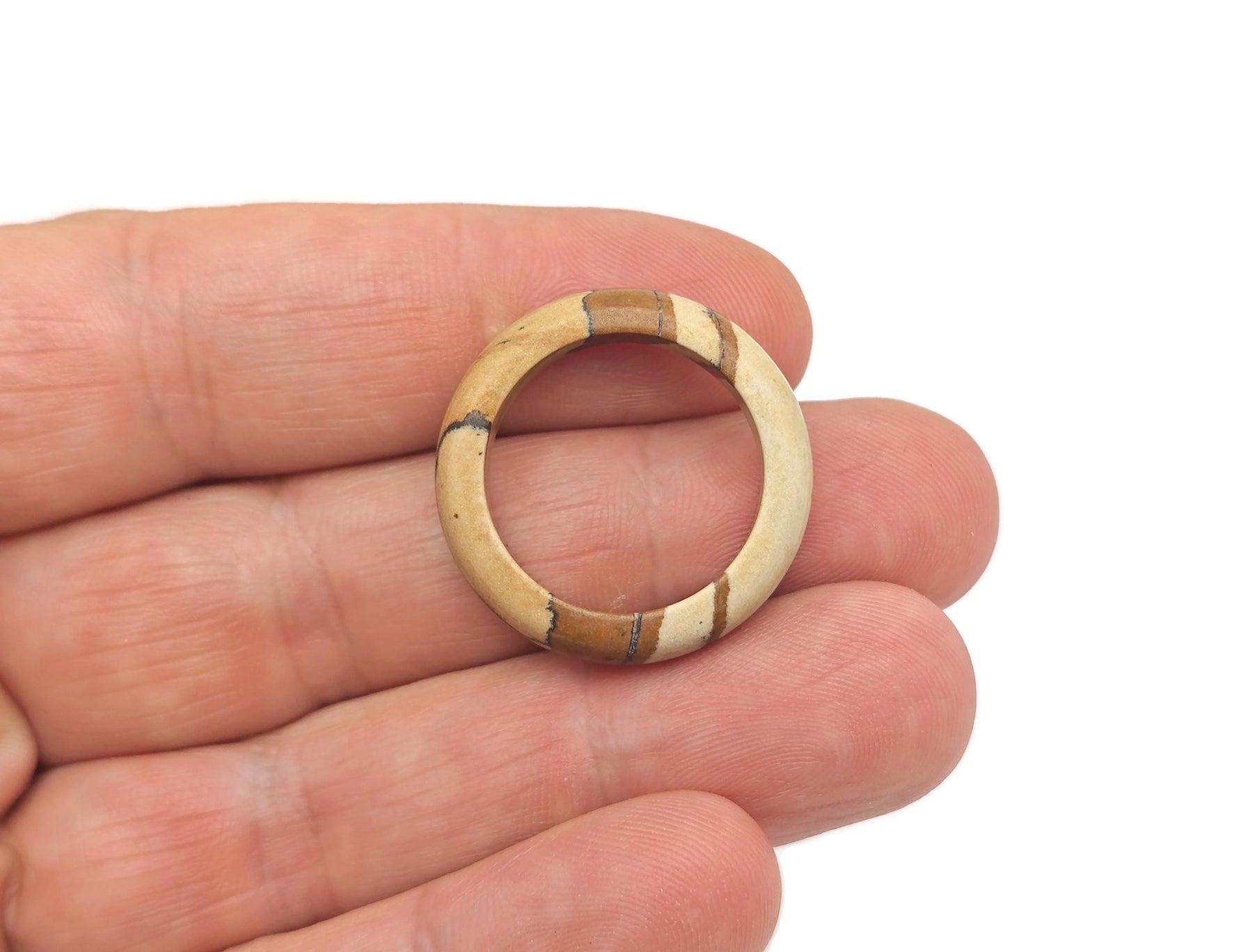 Picture Jasper crystal ring by GemstoneGO featuring a polished oval gemstone set in a silver band.