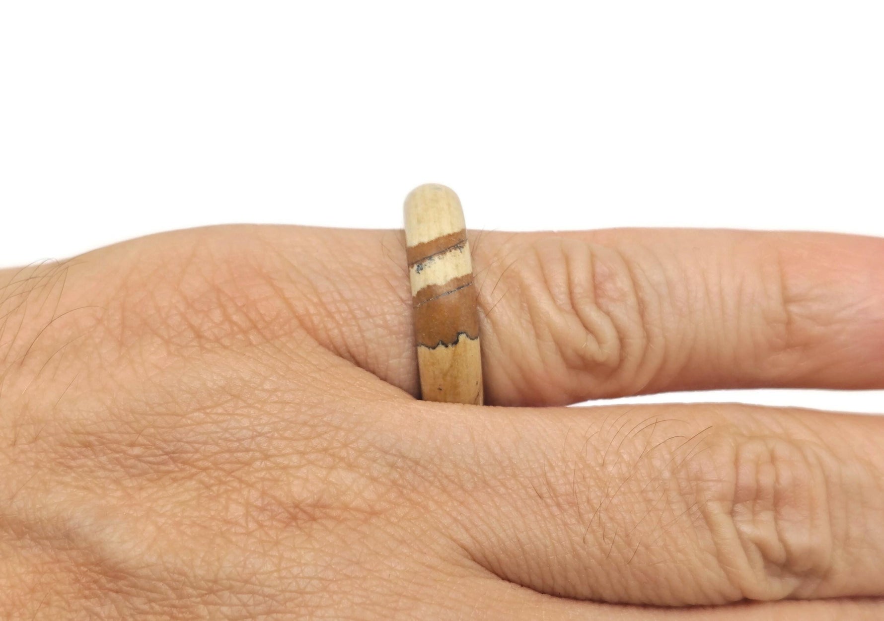 Picture Jasper crystal ring by GemstoneGO featuring a polished gemstone set in a silver band for elegant jewelry.