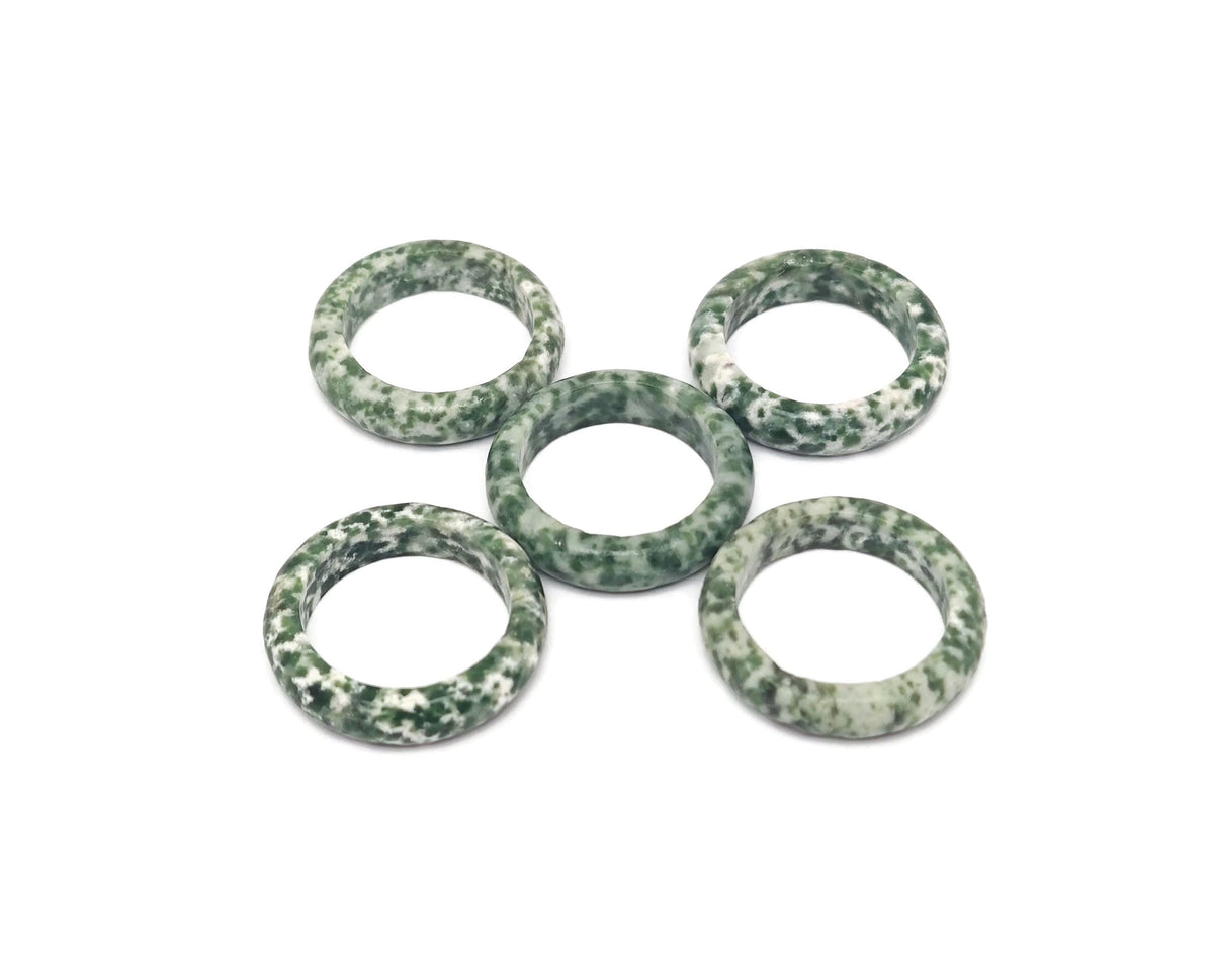 Green Dot Jade Crystal Ring featuring Qinghai jade, crafted by GemstoneGO, showcasing a smooth jade gemstone set in elegant jewelry style.