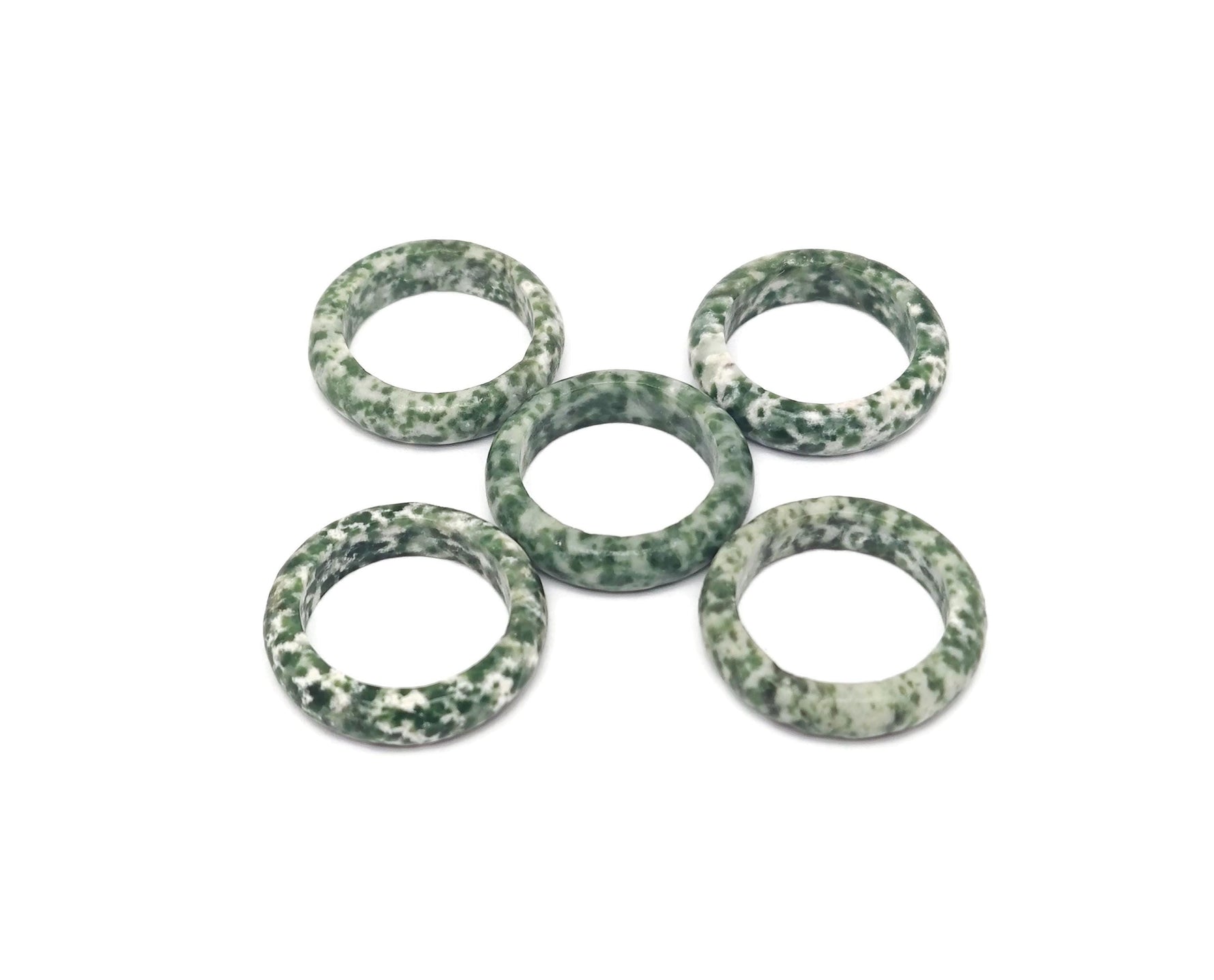 Green Dot Jade Crystal Ring featuring Qinghai jade, crafted by GemstoneGO, showcasing a smooth jade gemstone set in elegant jewelry style.