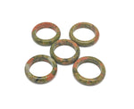 Unakite crystal ring by GemstoneGO featuring a vibrant green and pink gemstone set in a silver band.