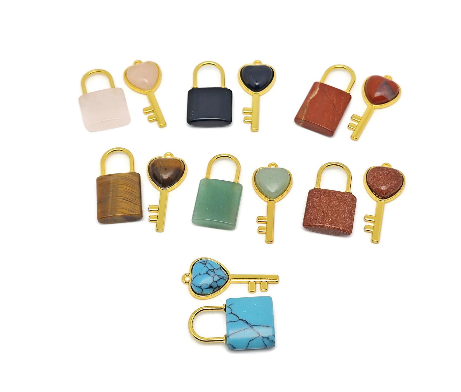 Heart Key Crystal Pendant - MIX