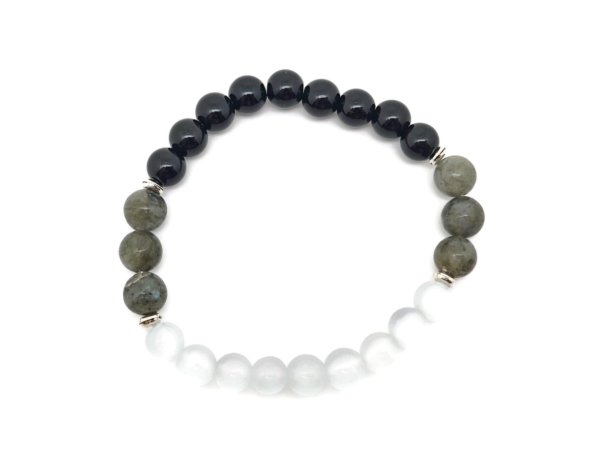 Handmade gemstone protection bracelet with colorful beads and adjustable cord, designed for positive intentions by GemstoneGO.