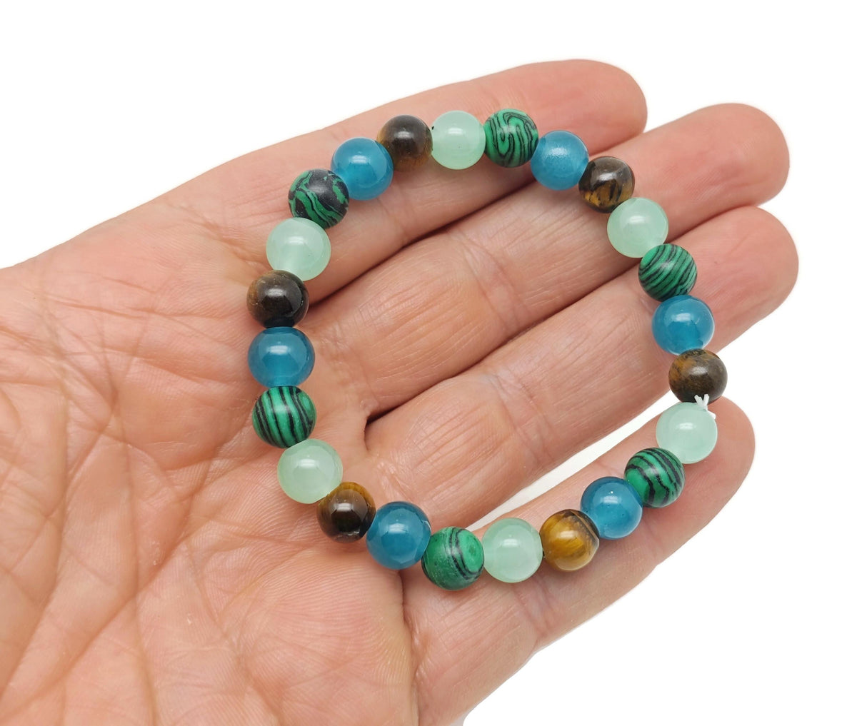 Handmade gemstone intention bracelet with colorful beads and a silver clasp, designed by GemstoneGO for positive energy.