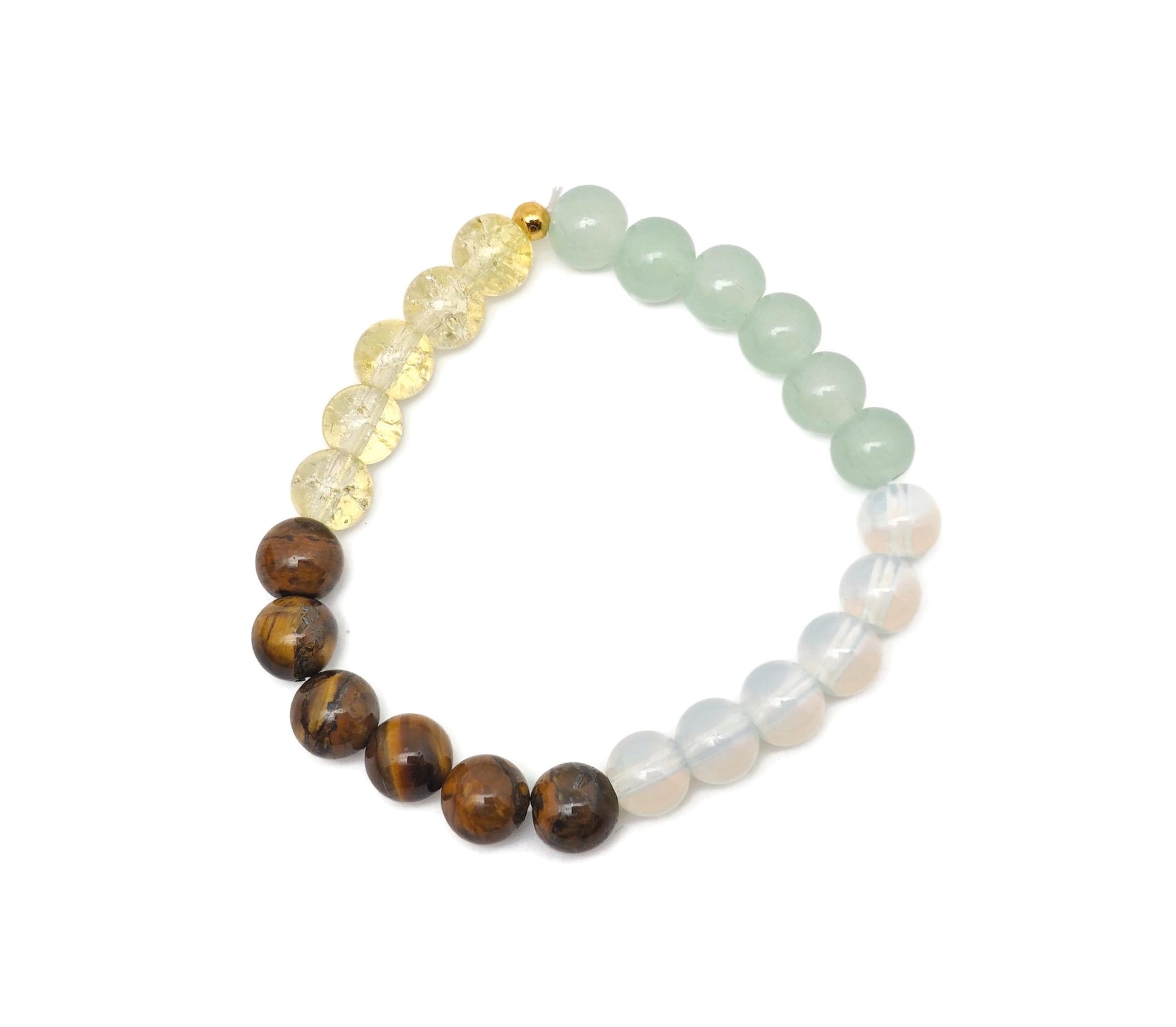 Handmade Lucky Wealth gemstone bracelet by GemstoneGO featuring colorful beads and a charm, designed for positive intentions.