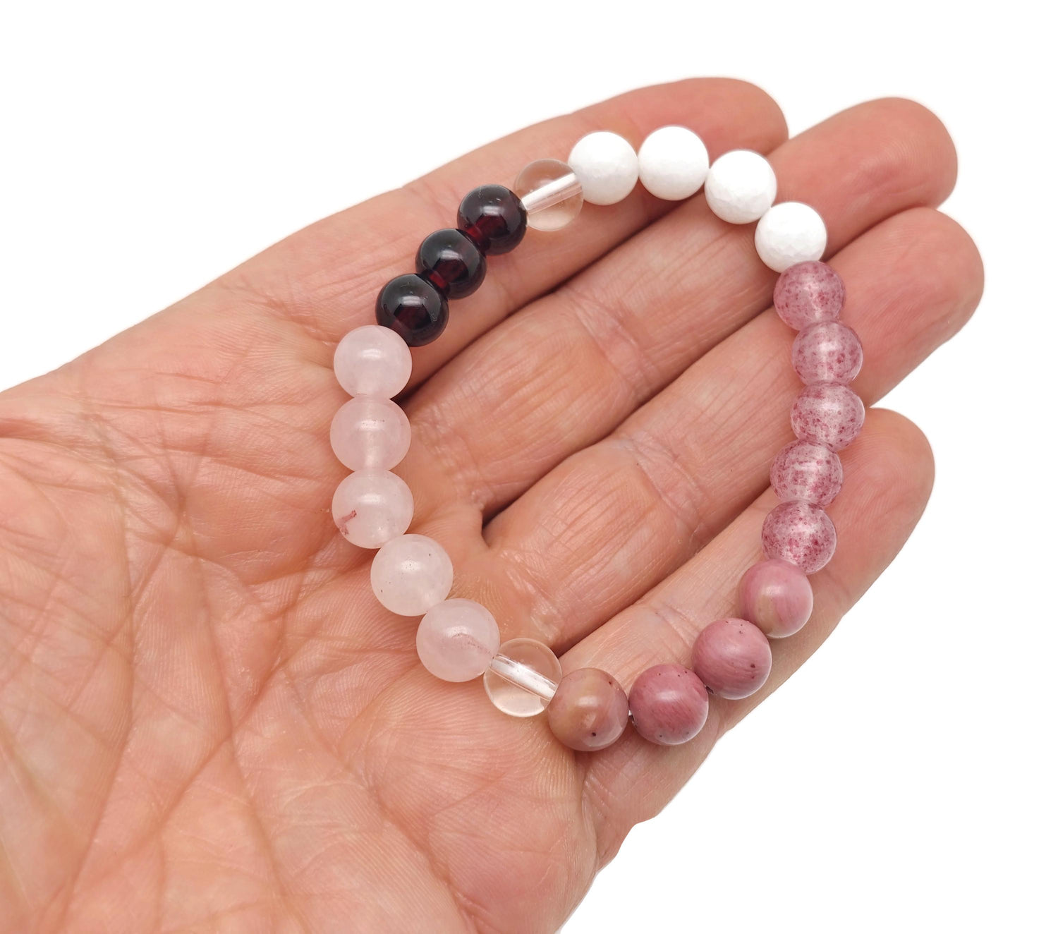 Handmade Love and Attract gemstone bracelet featuring colorful beads, designed for positive intentions and attraction.