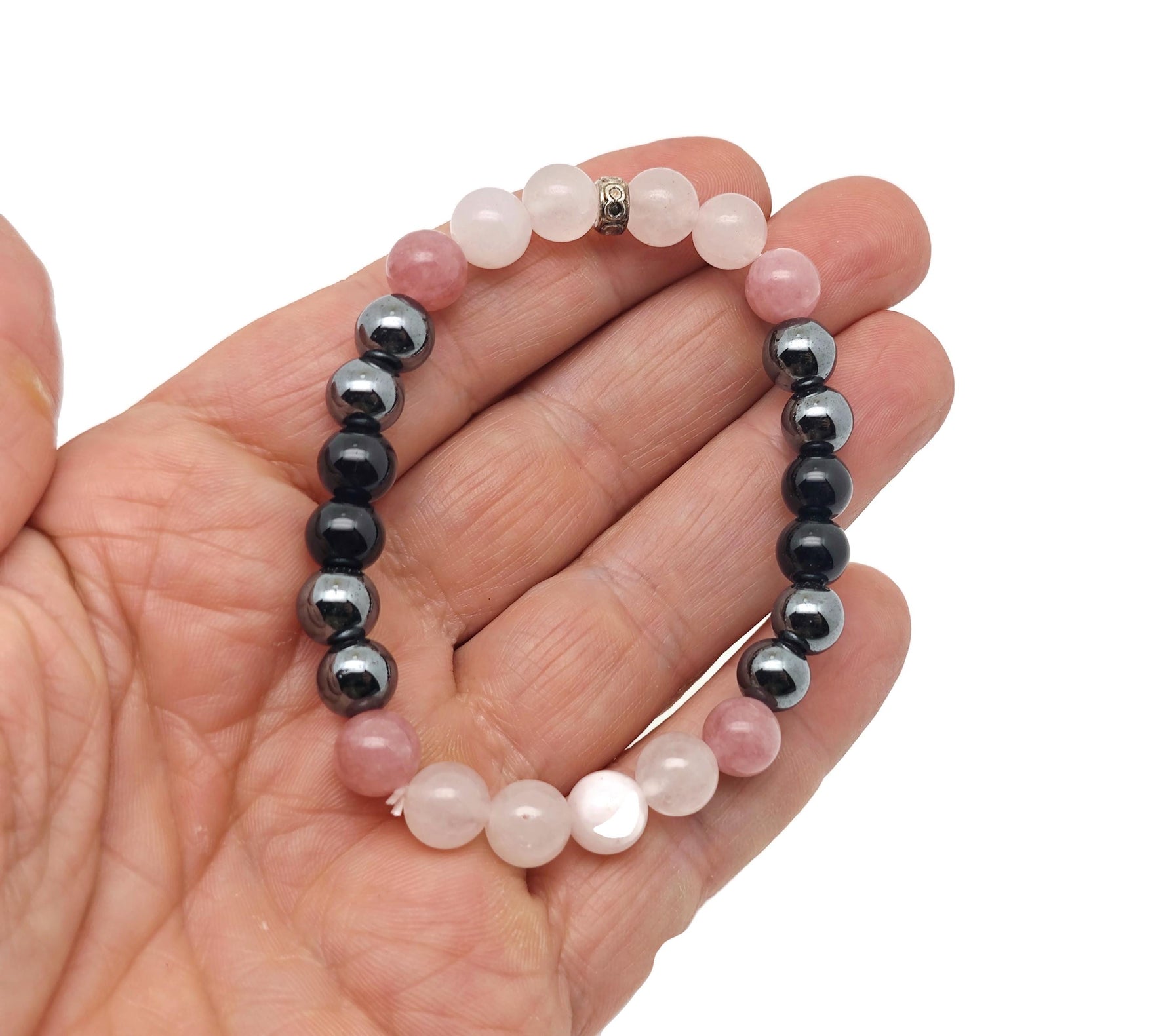 Handmade Dear Sister gemstone bracelet with colorful beads and charm, designed as an intention jewelry piece by GemstoneGO.