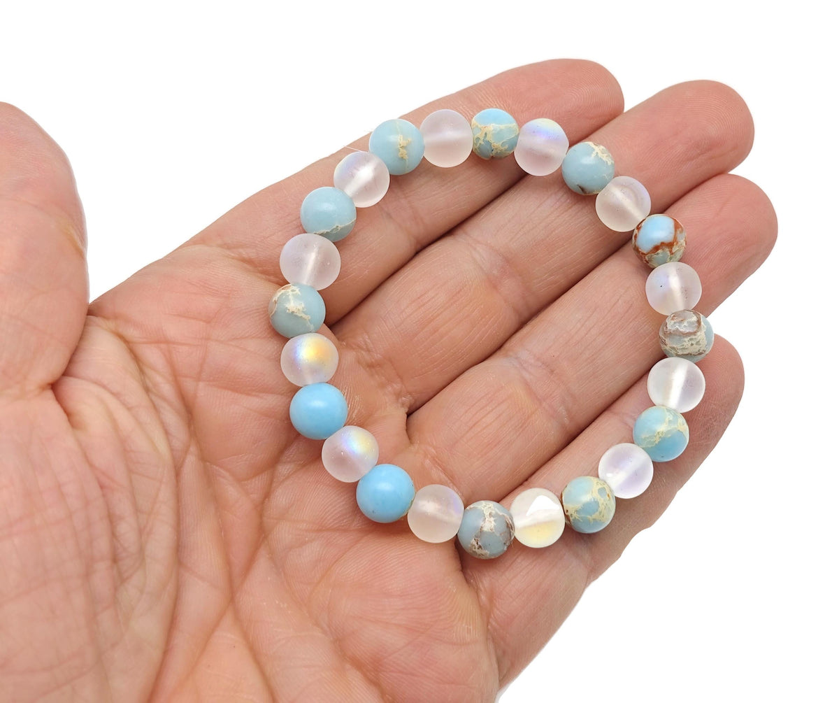 Handmade Grounded Spirit gemstone bracelet with colorful beads, designed for intention and spiritual grounding by GemstoneGO.