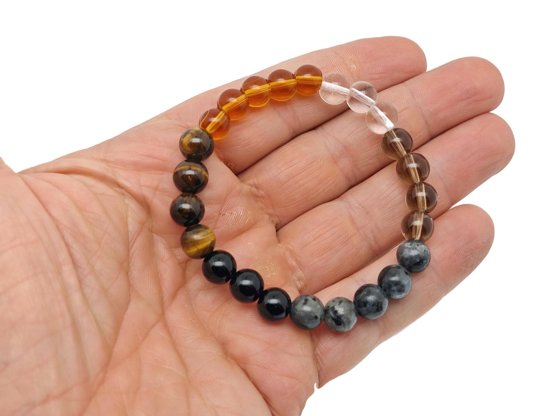 Handmade gemstone bracelet with colorful beads from GemstoneGO, designed for positive intentions and stylish accessory.