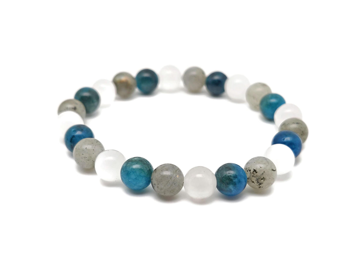 Handmade gemstone bracelet with colorful beads and natural stones, designed for self-care and positive intentions.