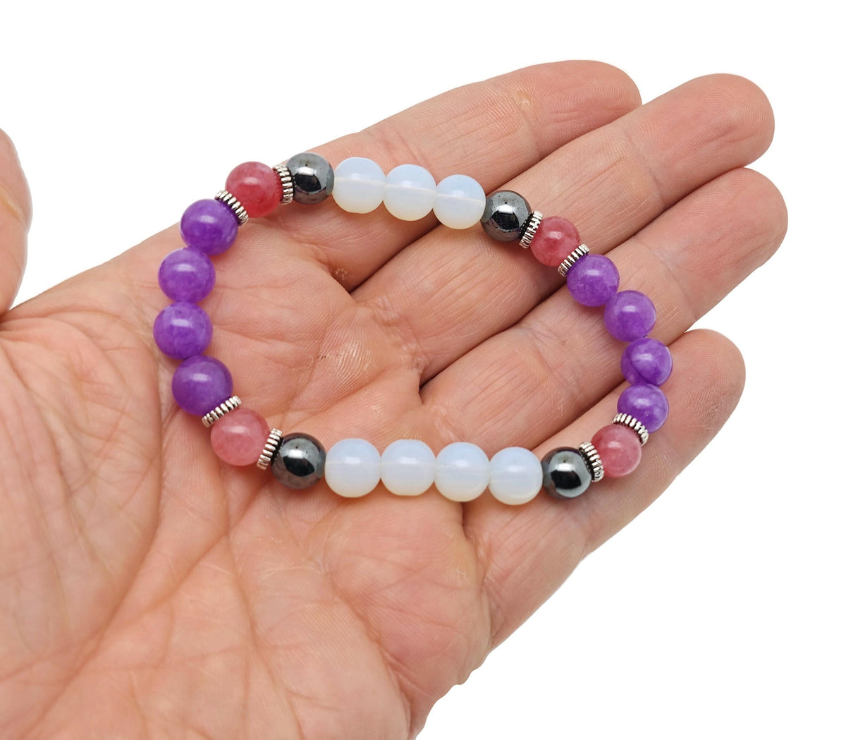 Handmade Believe gemstone bracelet with colorful beads, featuring a charm, crafted by GemstoneGO for intention and style.