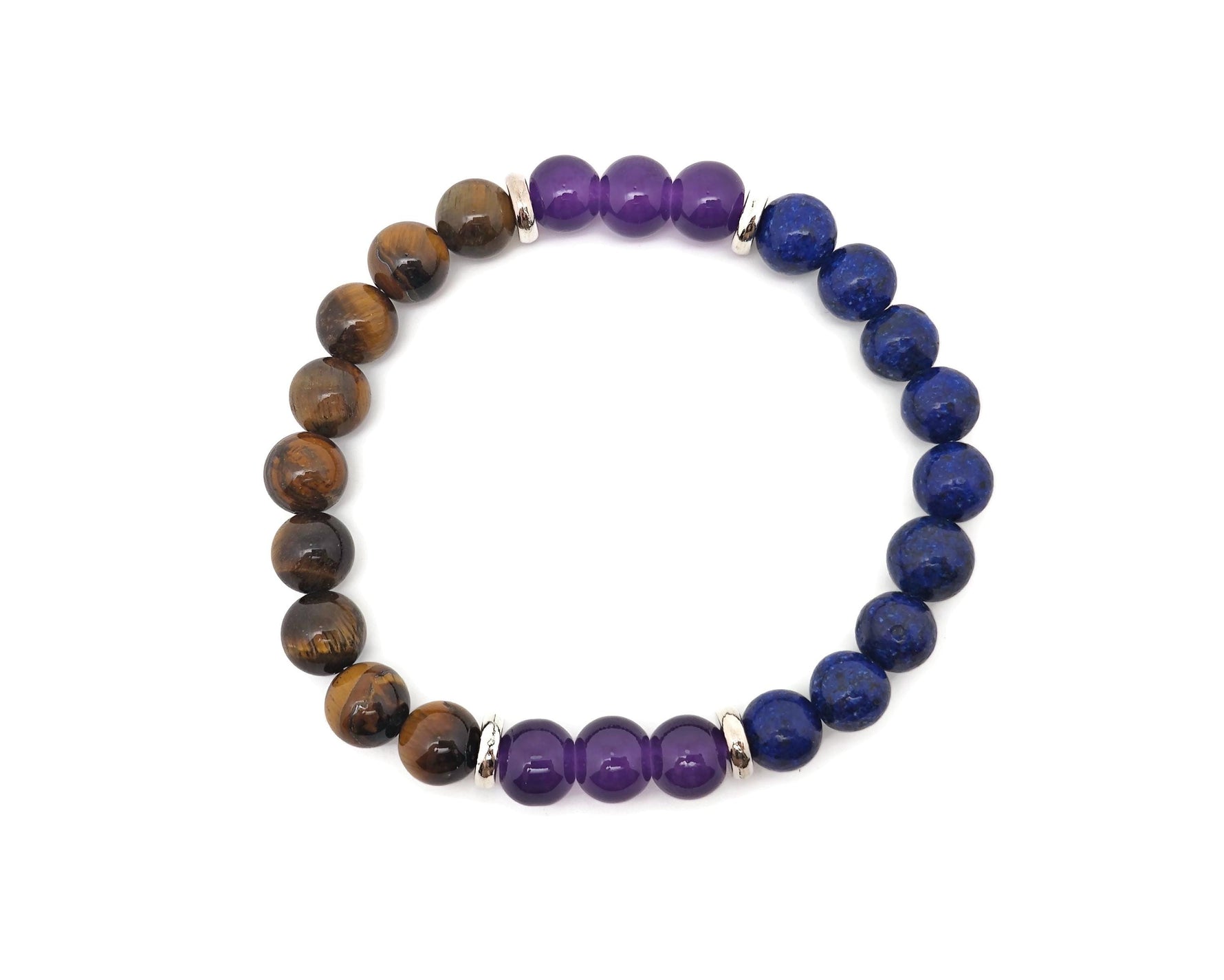 Handmade gemstone bracelet with calming stones, designed for anxiety relief and positive intentions by GemstoneGO.