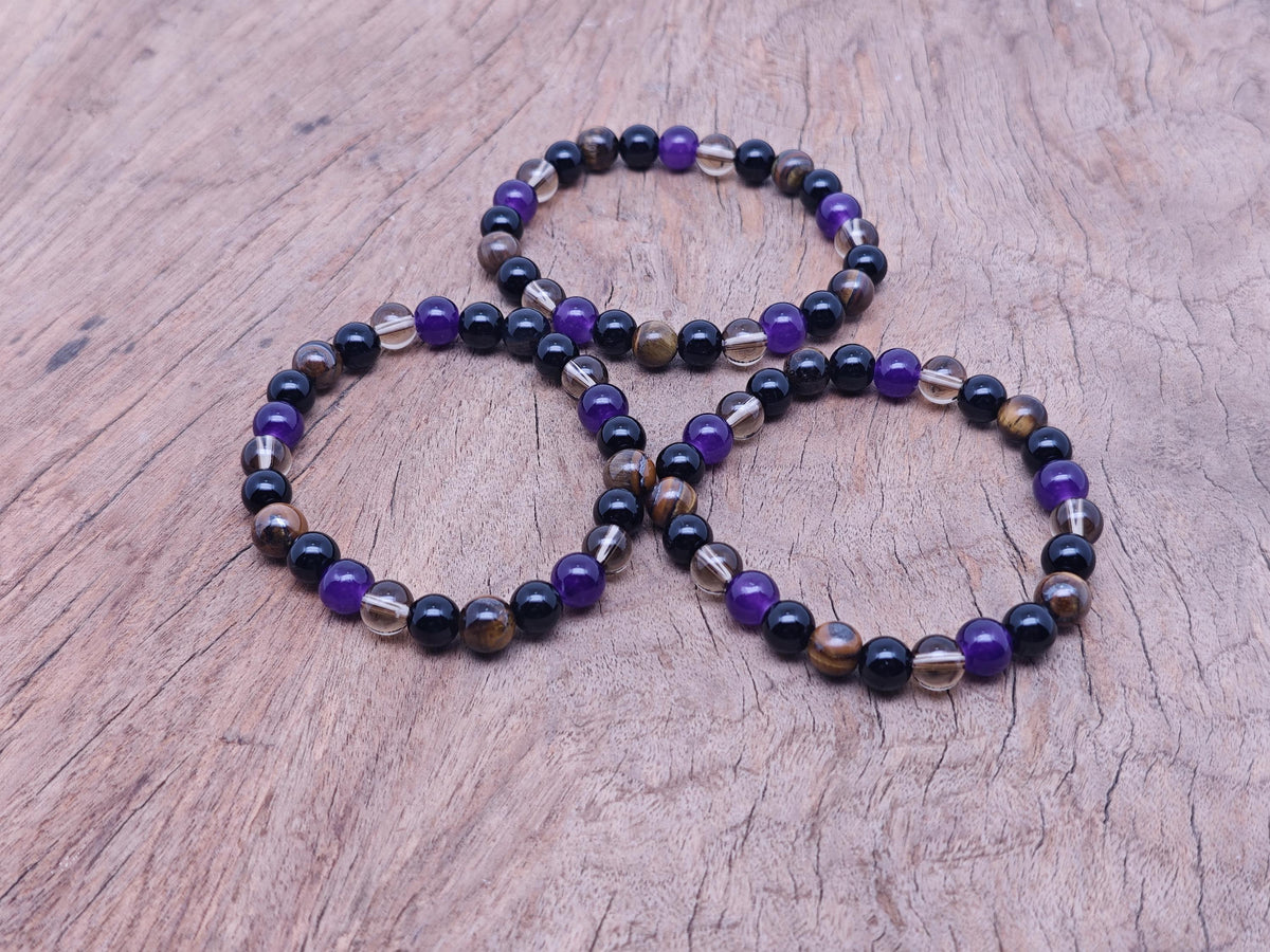 Handmade gemstone safety bracelet with colorful stones, designed as an intention bracelet by GemstoneGO.