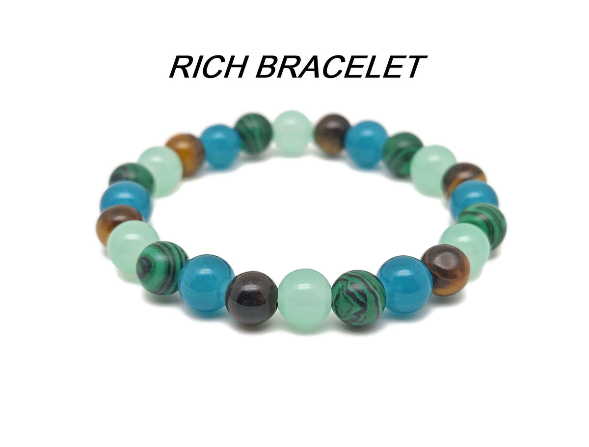 Handmade gemstone bracelet with colorful beads, designed for intention and style by GemstoneGO.