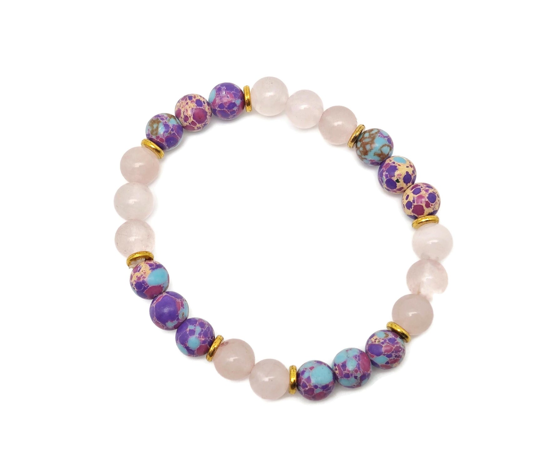 Handmade Dear Mom gemstone bracelet with colorful beads, featuring an intention-focused design from GemstoneGO.