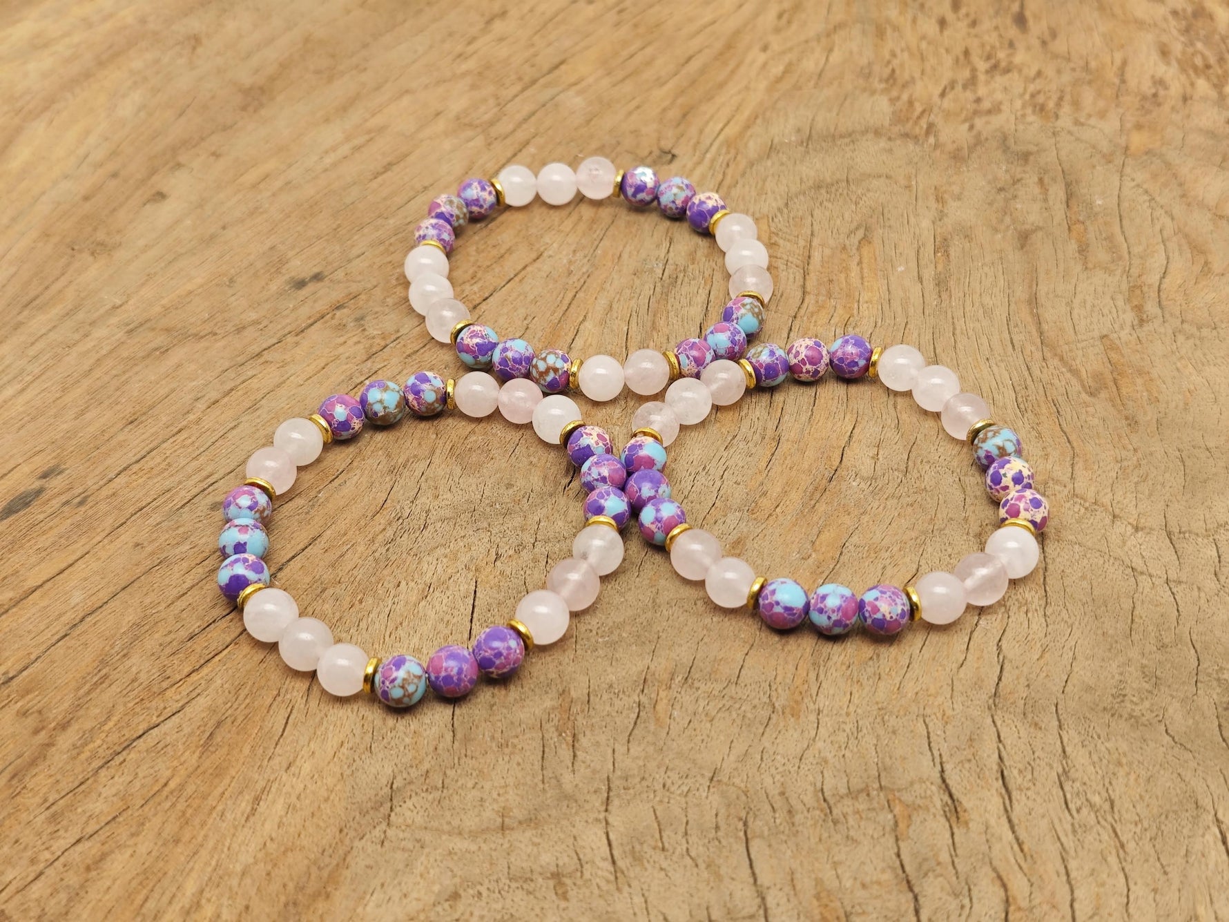 Handmade Dear Mom gemstone bracelet with colorful beads and adjustable cord, designed as an intention jewelry piece.