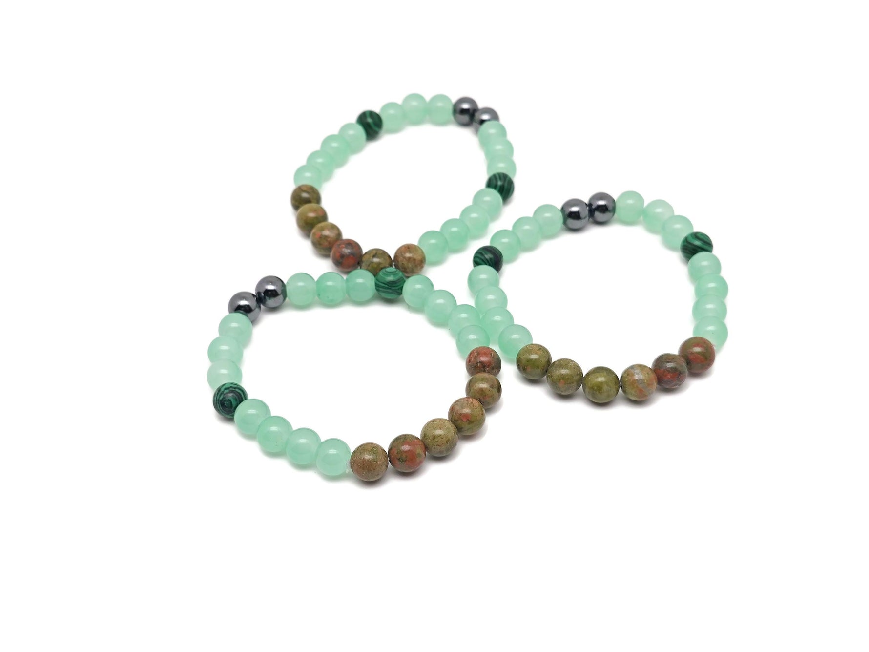 Handmade Promete gemstone bracelet by GemstoneGO featuring vibrant, polished gemstones on a delicate elastic band.