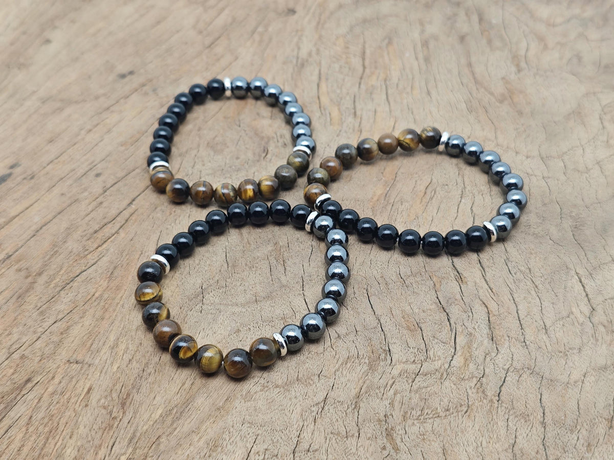 Handmade Dear Brother gemstone bracelet with colorful beads, featuring an intention charm, by GemstoneGO.