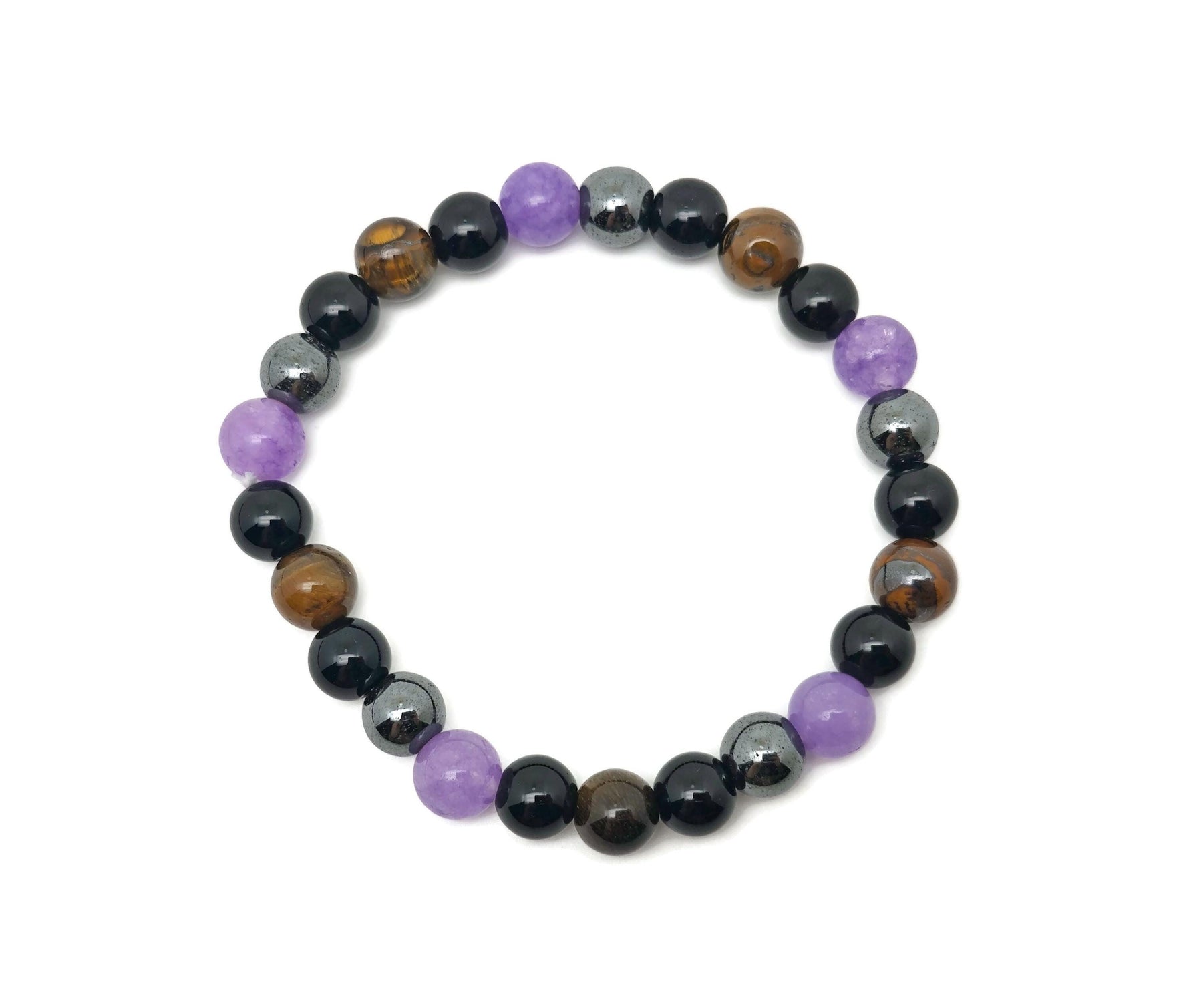 Handmade gemstone bracelet with colorful beads and silver clasp, designed as an intention bracelet by GemstoneGO.