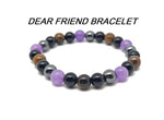 Handmade Dear Friend gemstone bracelet with colorful beads and adjustable cord, designed for intention and meaningful jewelry.