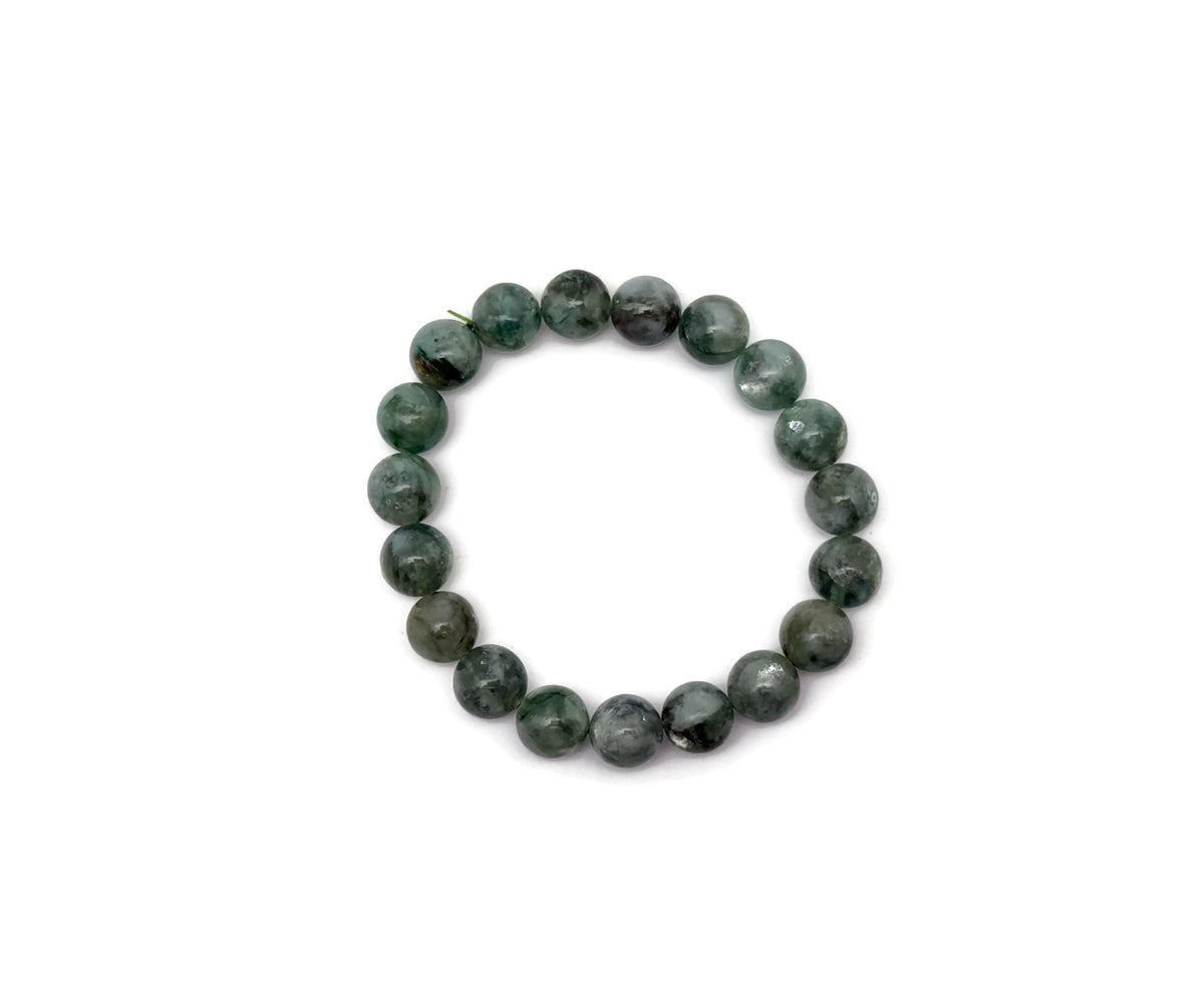 Chlorite beaded crystal bracelet for men and women with stretchy design, gemstone healing stones by GemstoneGO.