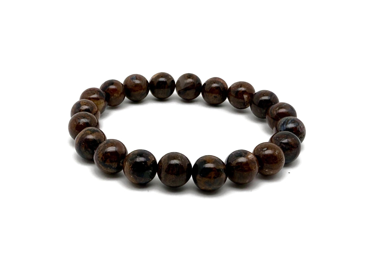 Bronzite beaded crystal bracelet with stretchy design, suitable for men and women, featuring healing crystal stones from GemstoneGO.