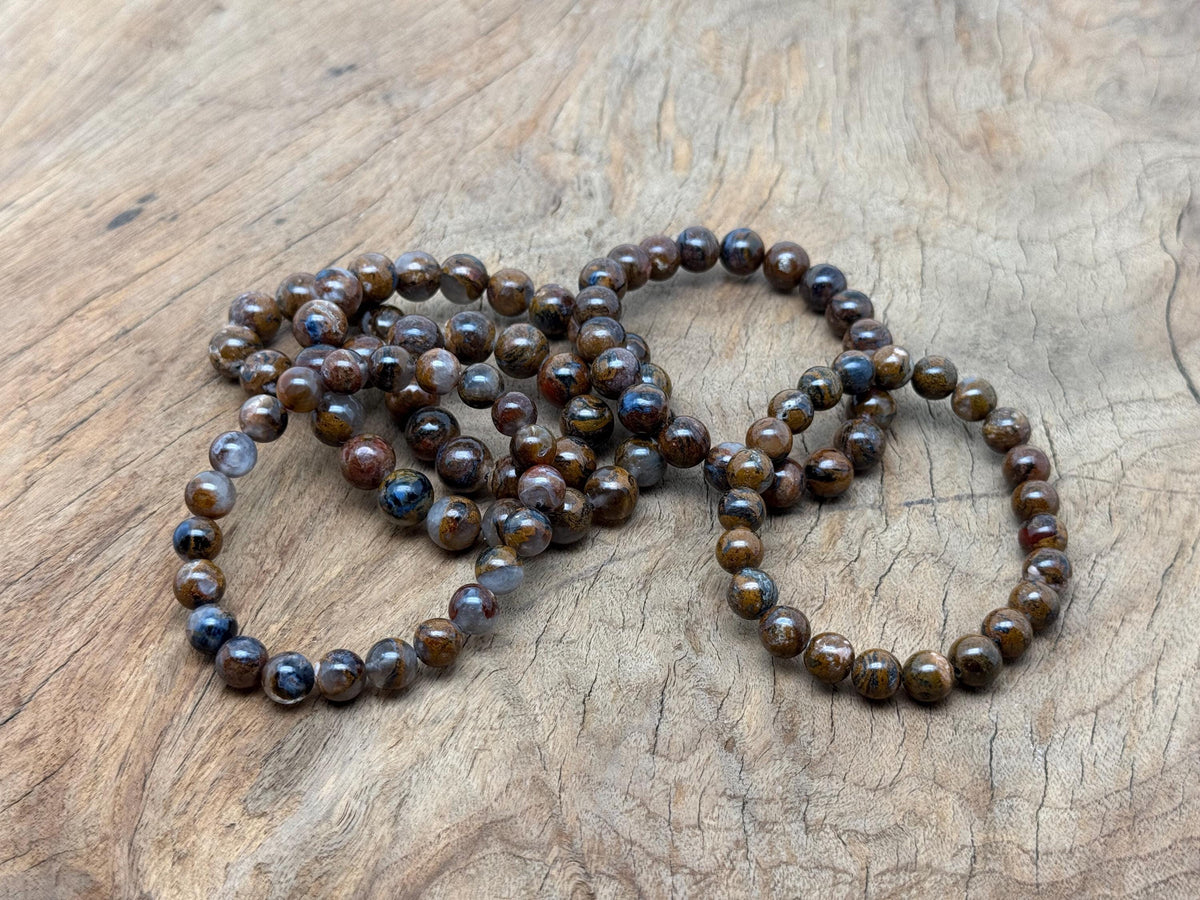 Bronzite beaded crystal bracelet with stretchy design, suitable for men and women, featuring healing crystal stones from GemstoneGO.