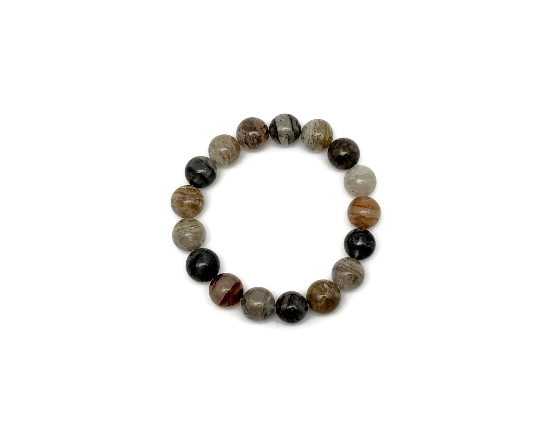 Stretchy quartz beaded crystal bracelet for men and women with healing properties, featuring polished gemstone beads.