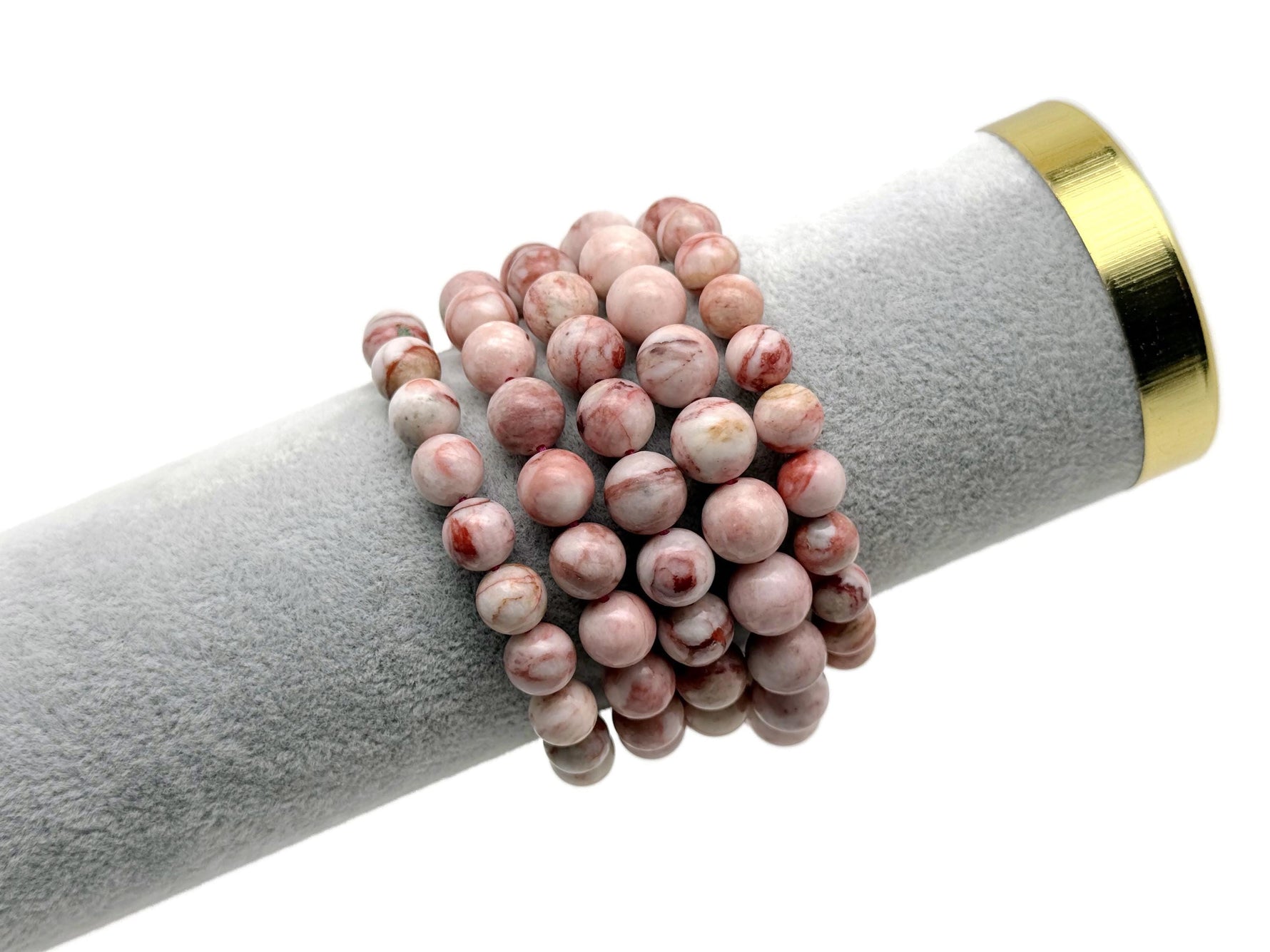 Dali Jasper beaded crystal bracelet for men and women with stretchy band, featuring pork stone beads and gemstone accents.