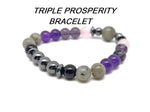 Handmade Triple Prosperity gemstone bracelet with colorful beads, designed for positive intentions, by GemstoneGO.