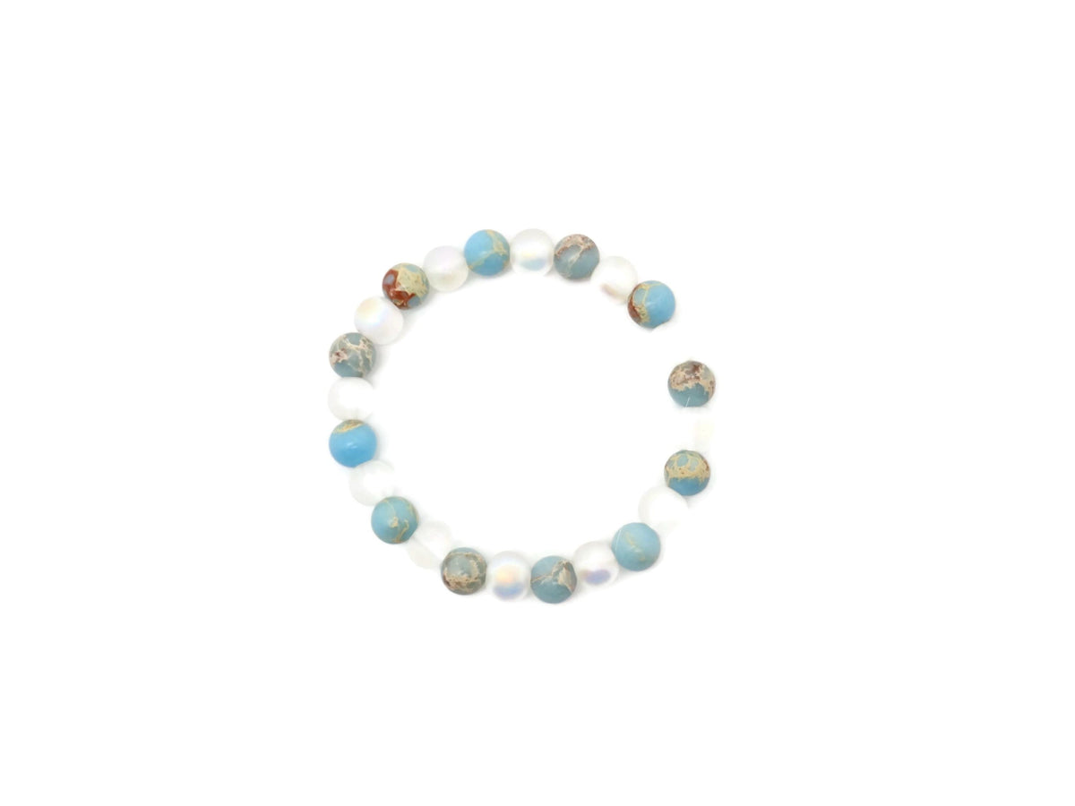 Handmade Grounded Spirit gemstone bracelet with colorful beads and adjustable cord, designed for intention and mindfulness.