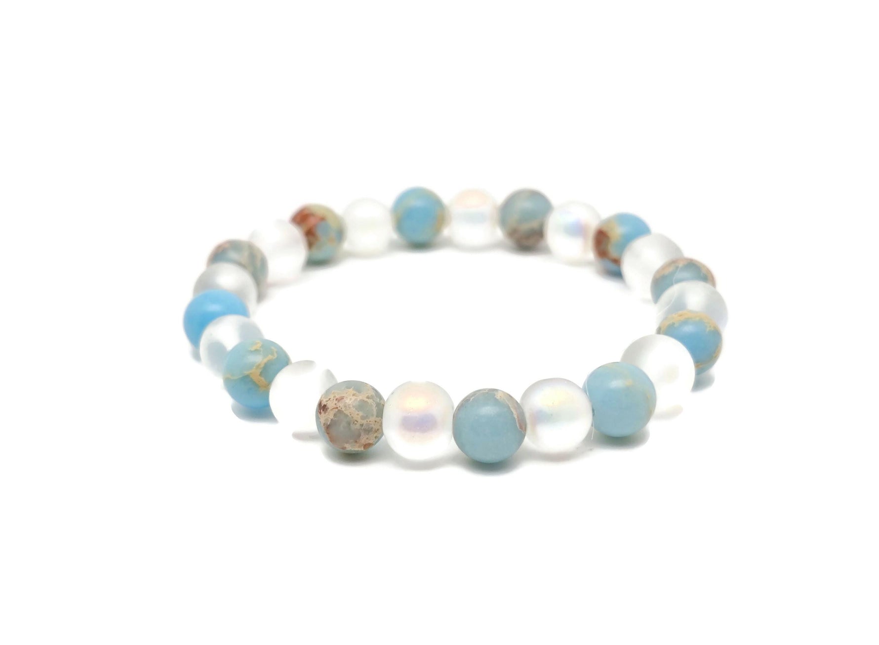 Handmade Grounded Spirit gemstone bracelet with colorful beads, designed for intention and spiritual grounding, by GemstoneGO.
