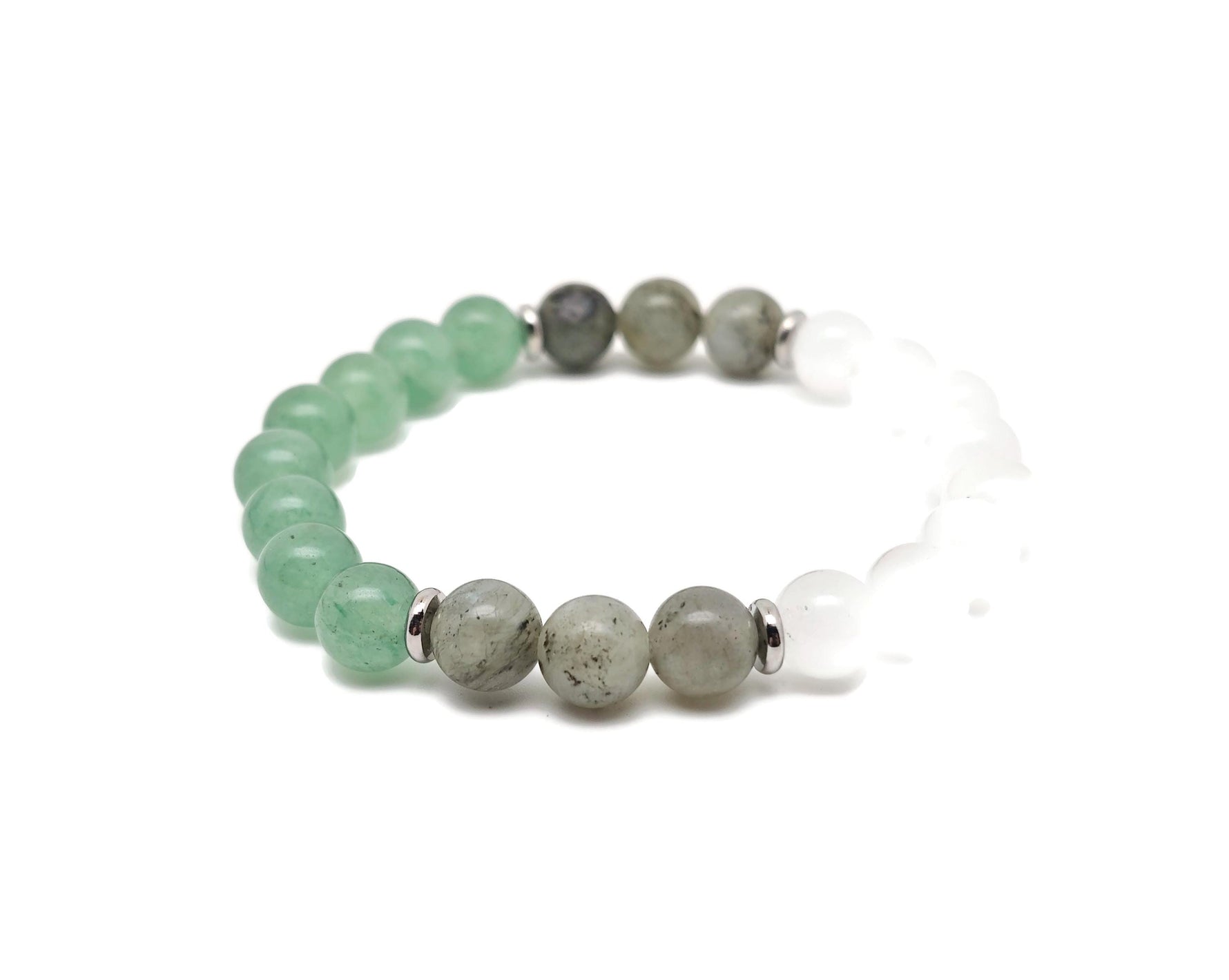 Handmade gemstone bracelet with colorful beads, featuring charms for good luck and fortune, designed by GemstoneGO.