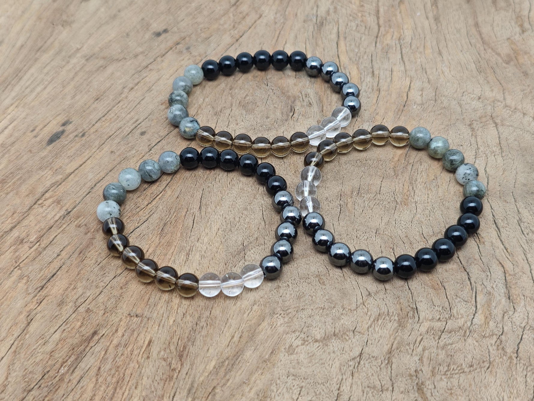 Handmade anti-anxiety gemstone bracelet with colorful beads and natural stones, designed for intention and calmness by GemstoneGO.