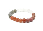 Handmade self-love gemstone bracelet with colorful beads and an intention charm, designed for positive energy and self-care.