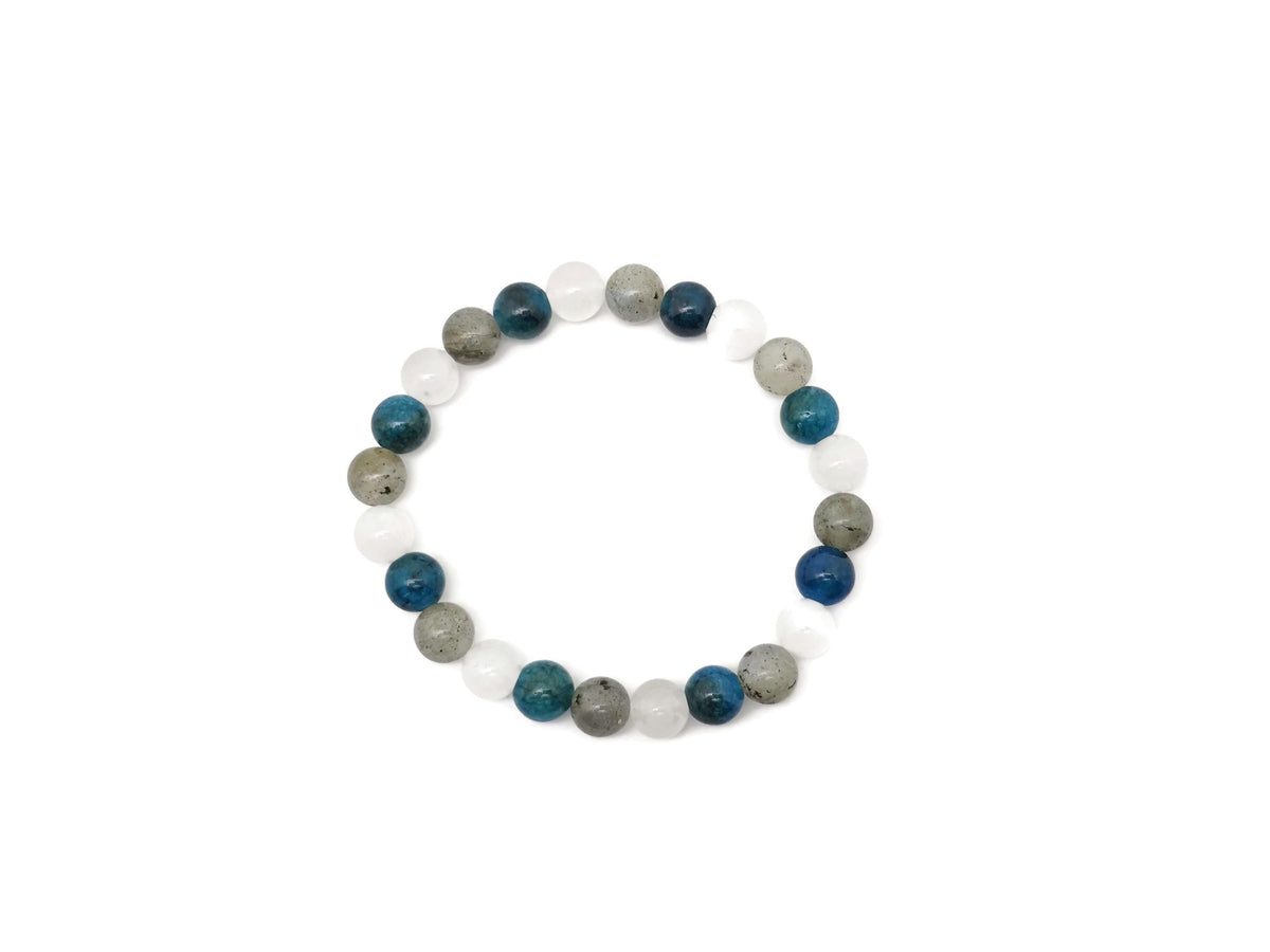 Handmade self-care gemstone bracelet with colorful beads and natural stones, designed for intention and wellness.