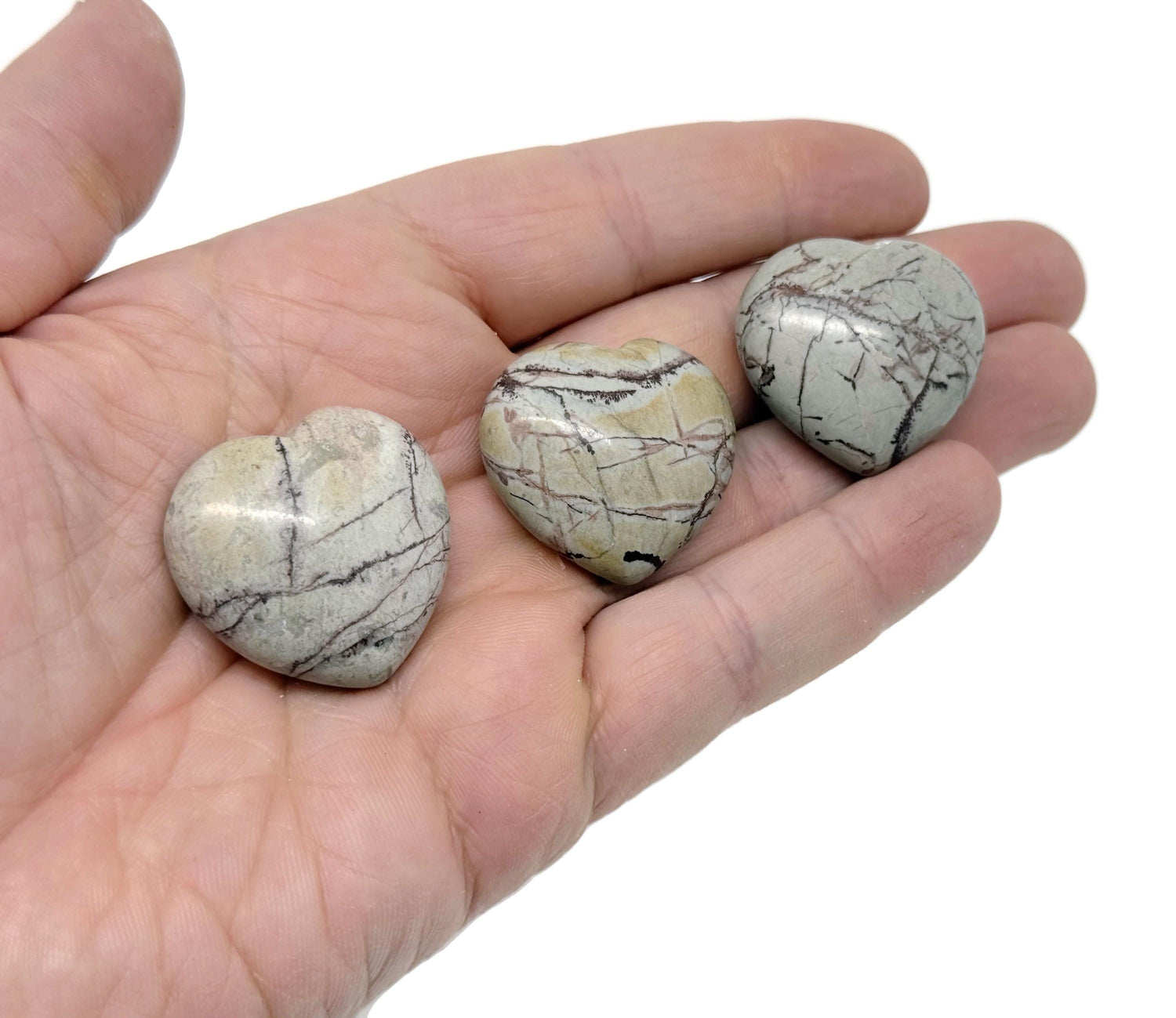 Grass Flower Jasper Hearts Gemstone - 30mm - HE1285