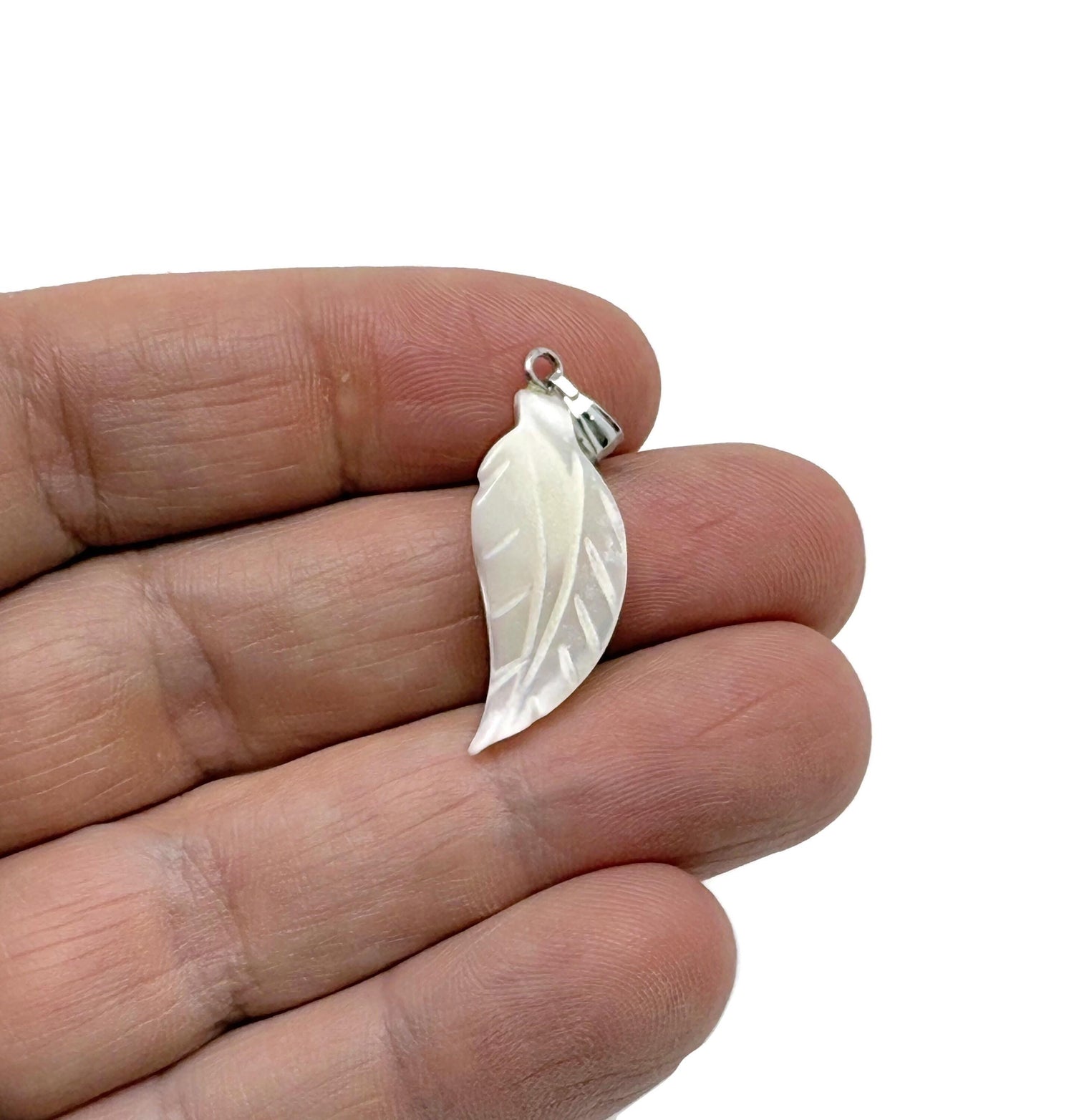 Natural Pearl Leaf Pendant - Sea Shell Pendant - Gemstone Pendant - NC1704