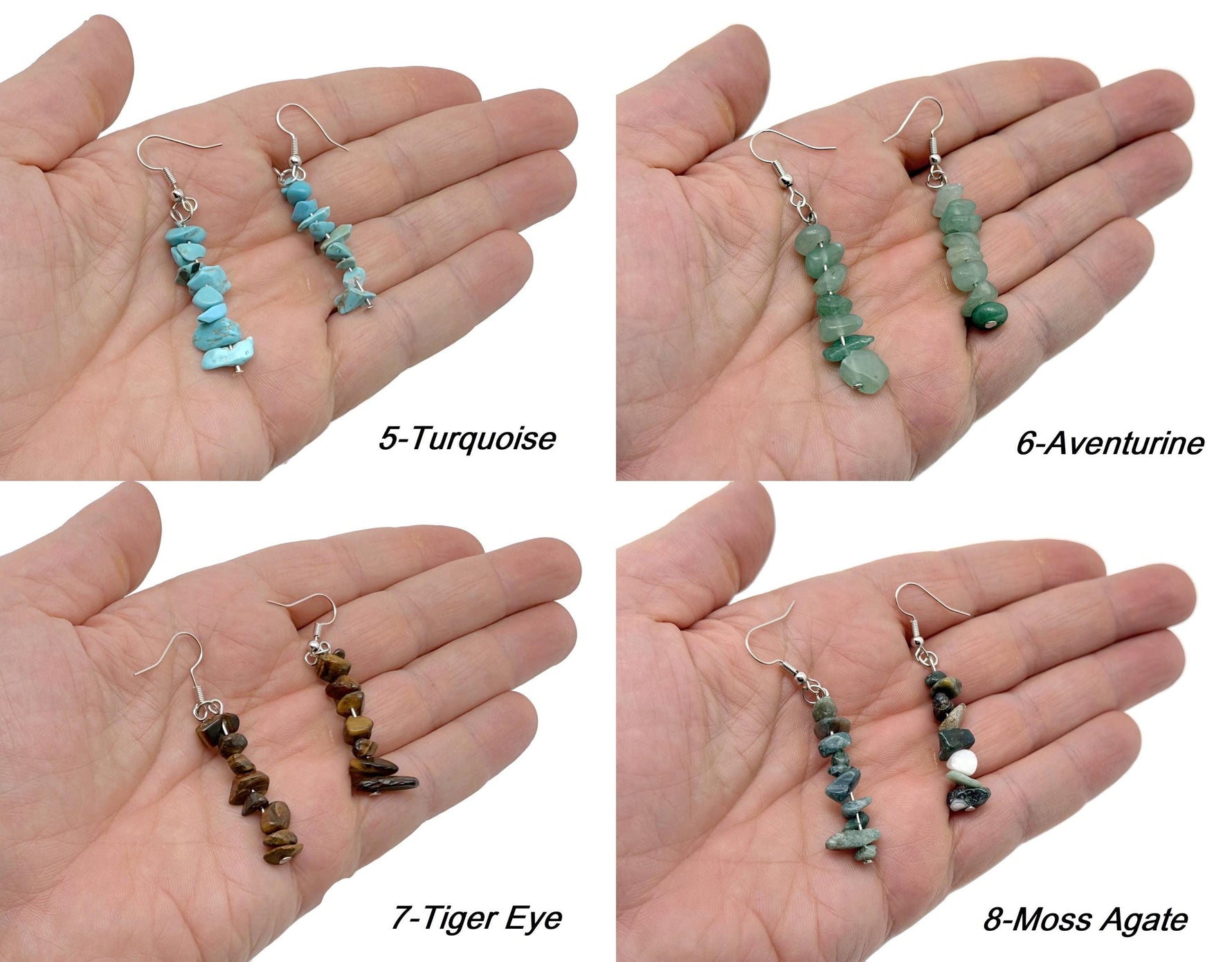 Silver Crystal Chip Dangle Earrings by GemstoneGO featuring minimalist design and sparkling gemstone accents.