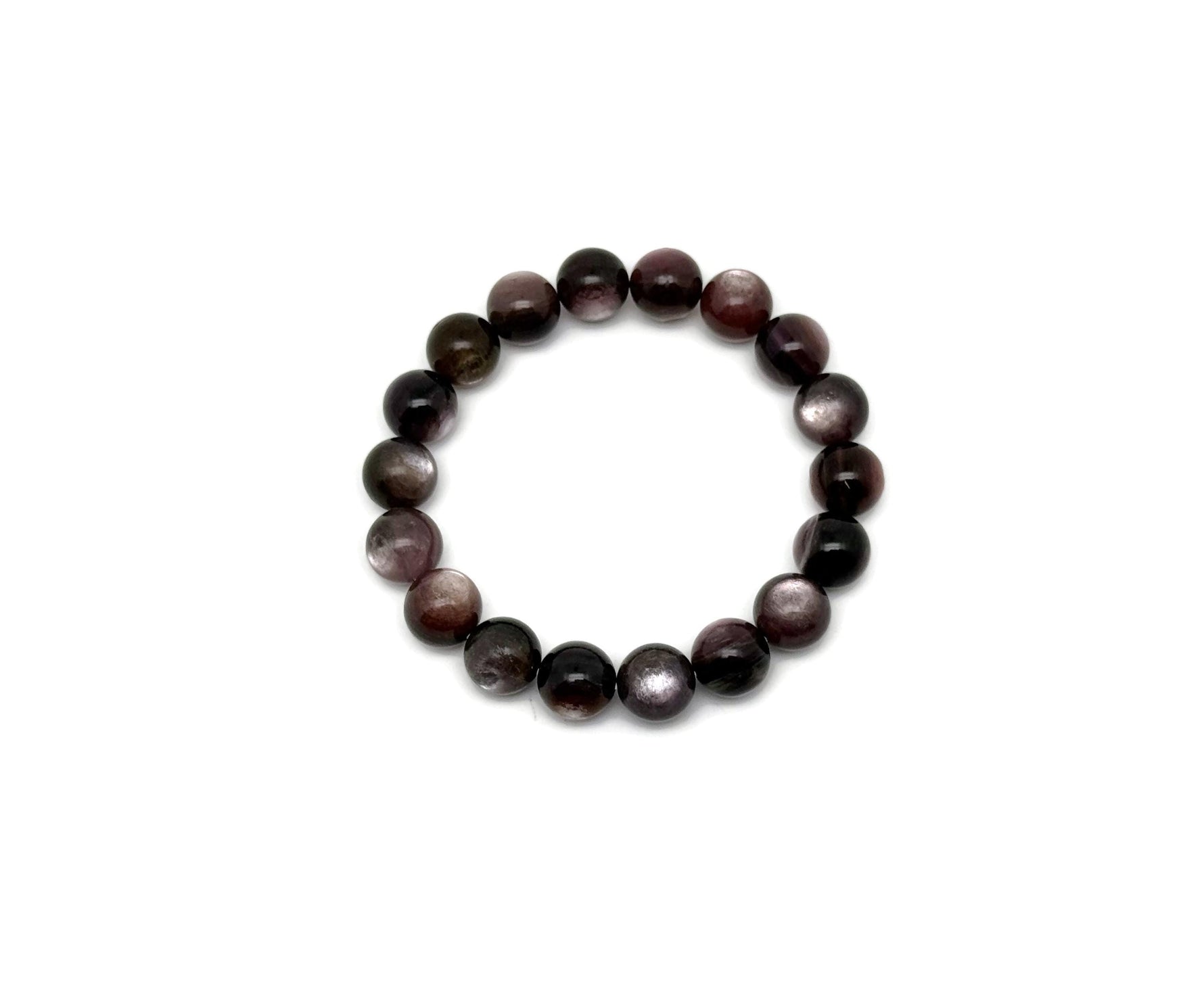 Beaded crystal bracelet with purple Lepidolite stones, stretchy design, suitable for men and women, used for crystal healing.