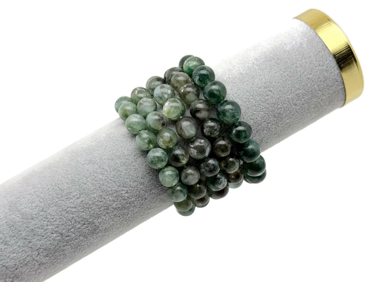 Beaded crystal bracelet for men and women featuring stretch elastic bands and AA quality gemstones for healing and style.