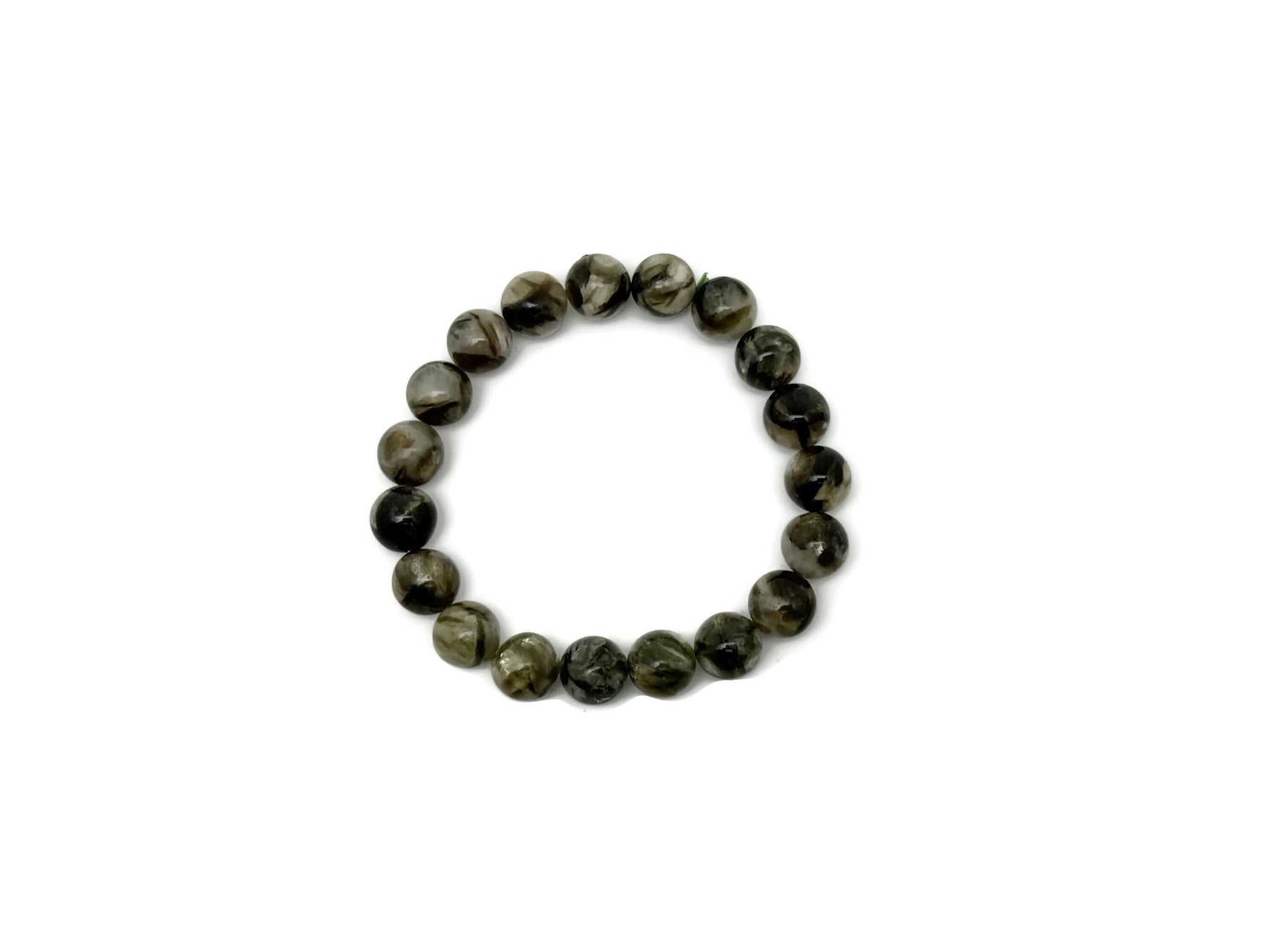 Green Lepidolite beaded crystal bracelet for men and women, featuring stretchy design and gemstone healing properties.