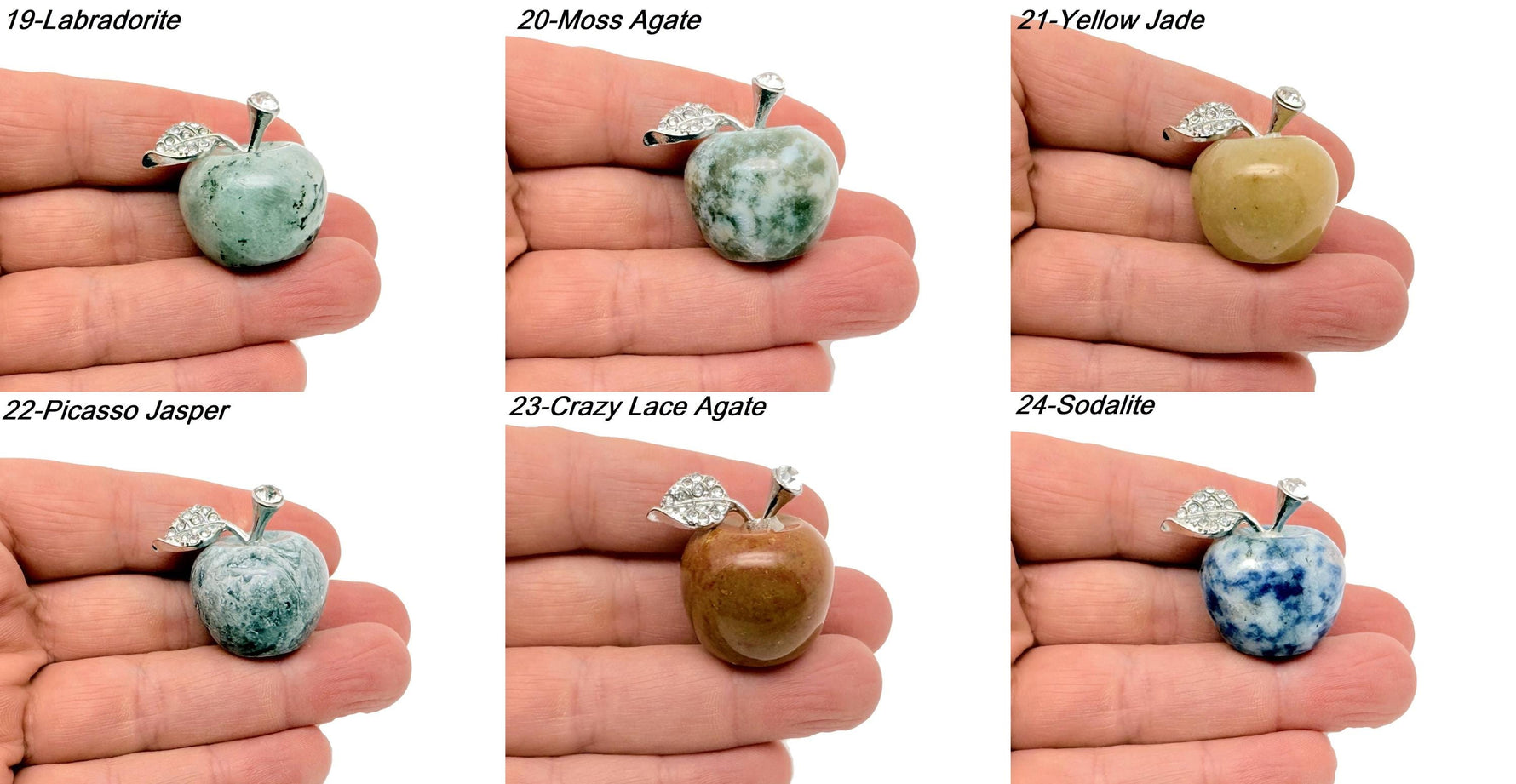 Hand-carved 25mm Apple Crystal gemstone for home decor and energy enhancement, featuring colorful mixed stone design by GemstoneGO.